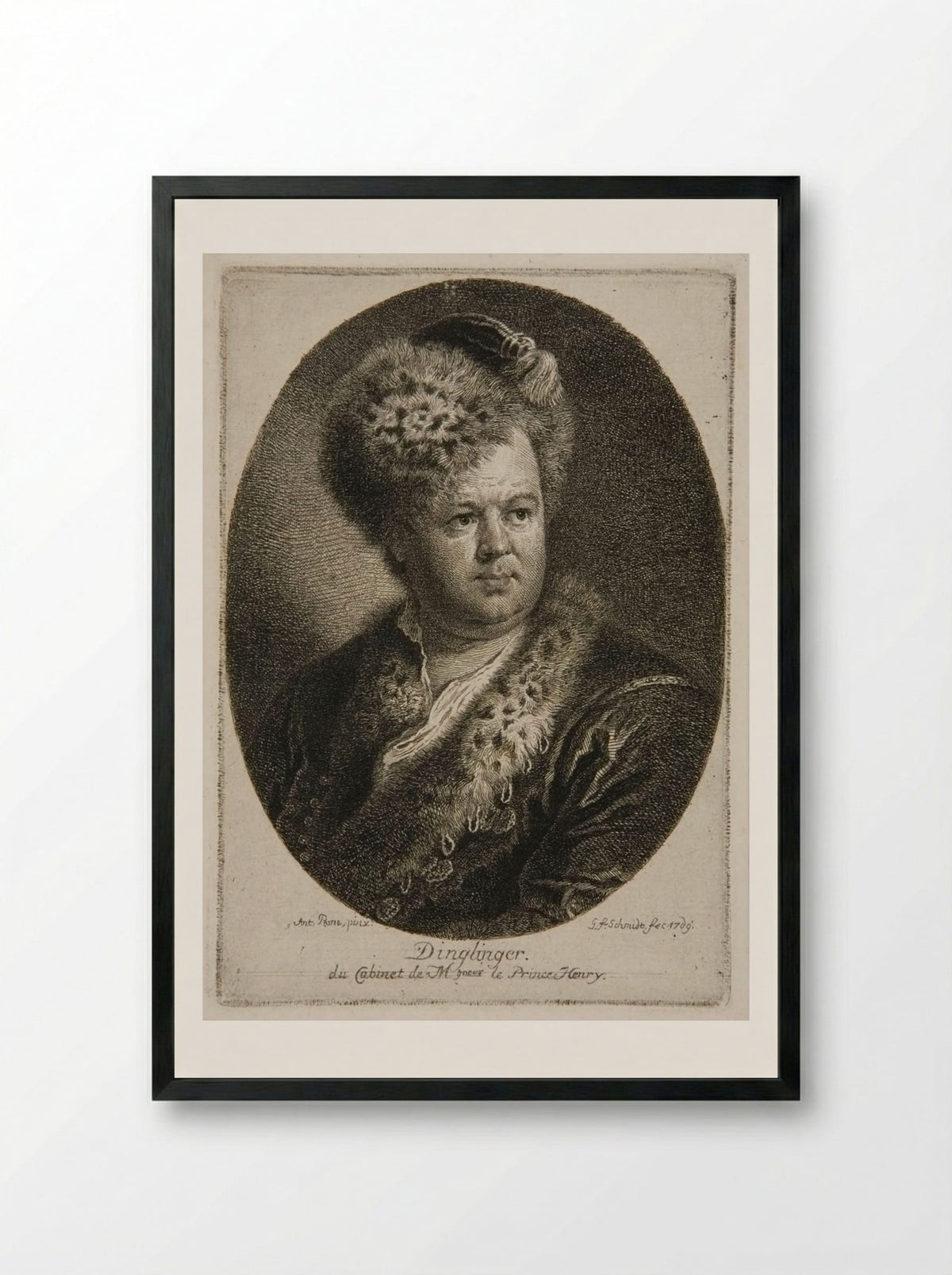 Portrait of Dinglinger - Georg Friedrich Schmidt - Framed Print Black