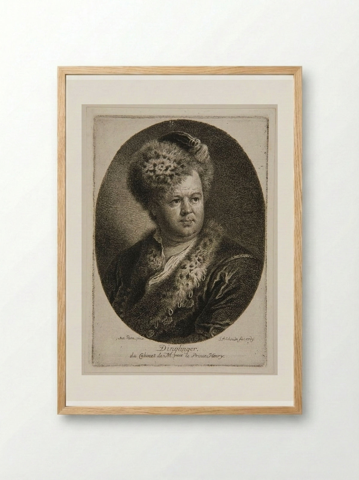 Portrait of Dinglinger - Georg Friedrich Schmidt - Framed Print Wood
