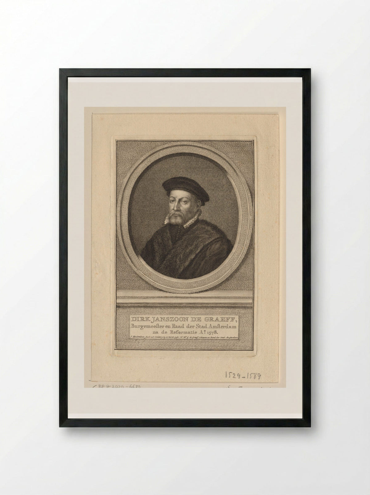 Portrait of Dirk Janszoon de Graeff - Jacob Houbraken - Framed Print Black