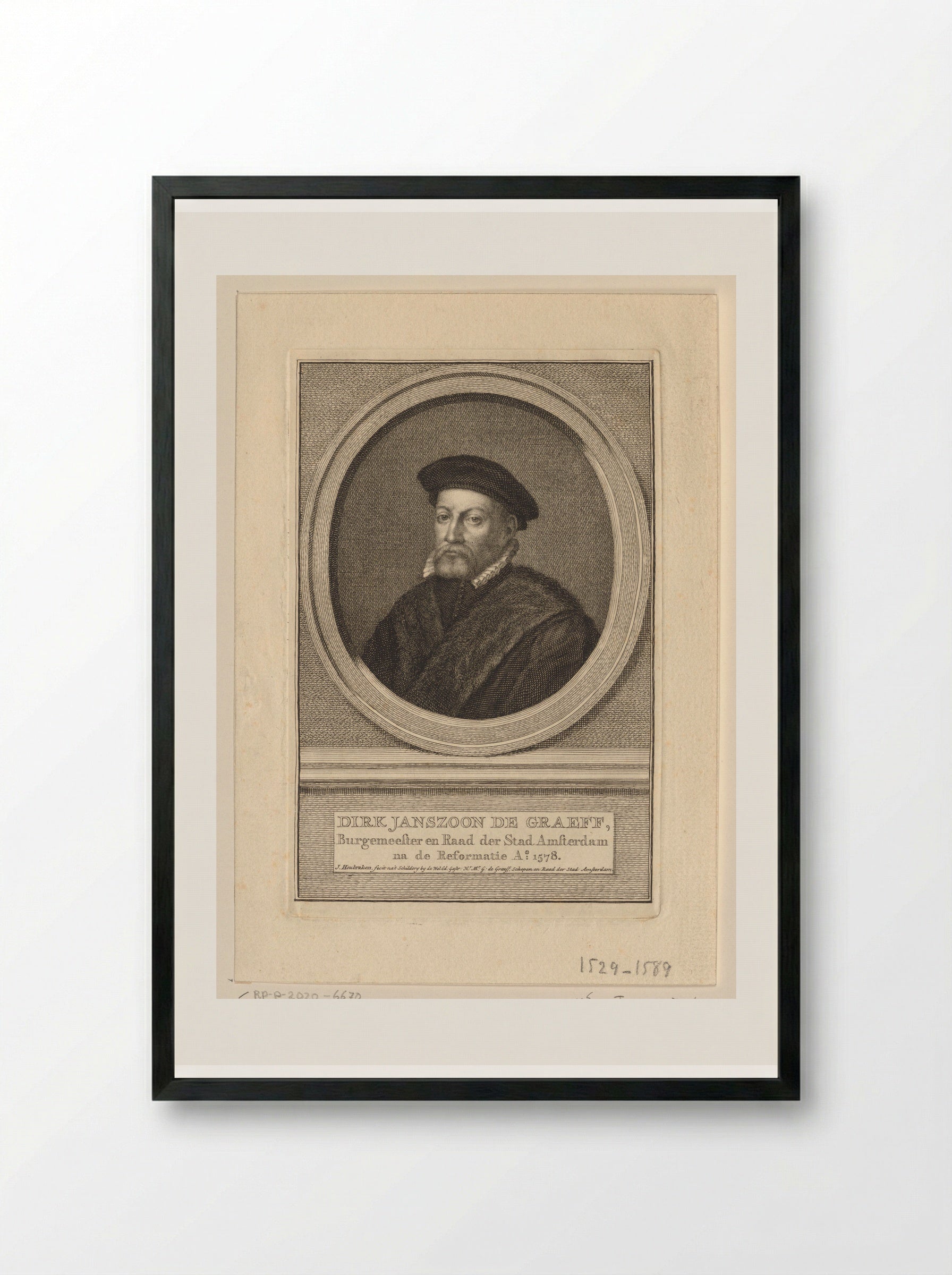 Portrait of Dirk Janszoon de Graeff - Jacob Houbraken - Framed Print Black
