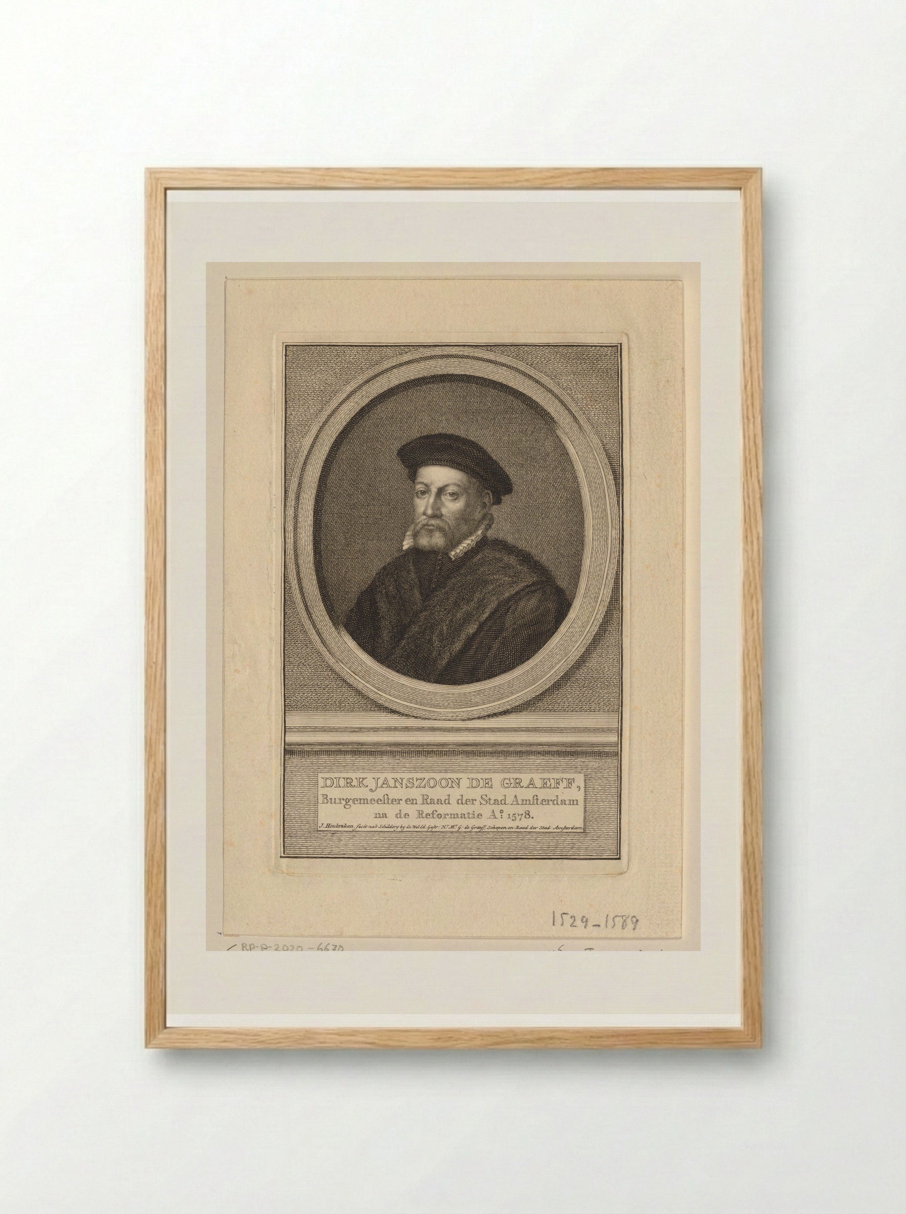 Portrait of Dirk Janszoon de Graeff - Jacob Houbraken - Framed Print Wood