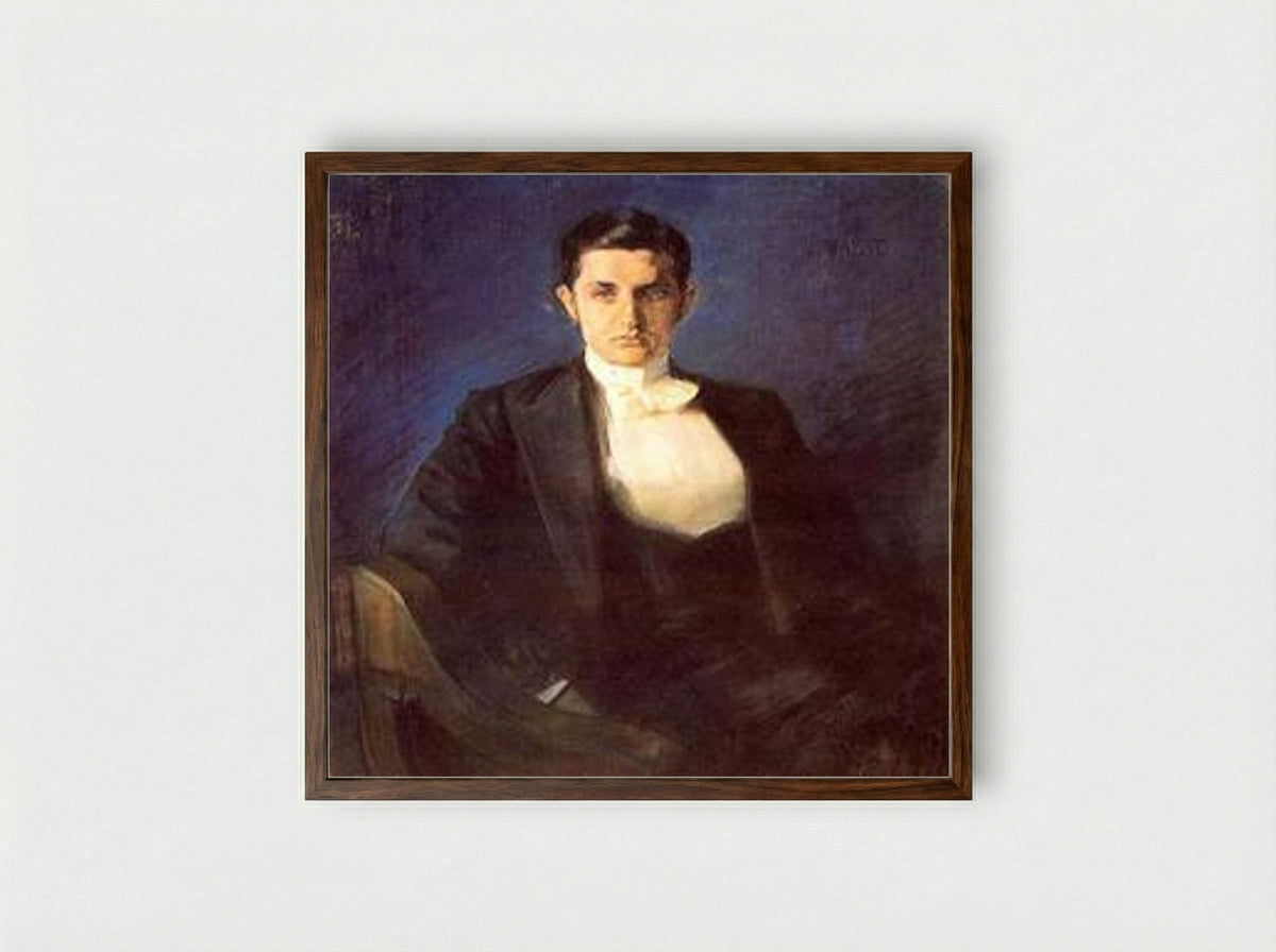 Portrait of Dmitry Filosofov - Leon Bakst - Framed Print Dark Wood