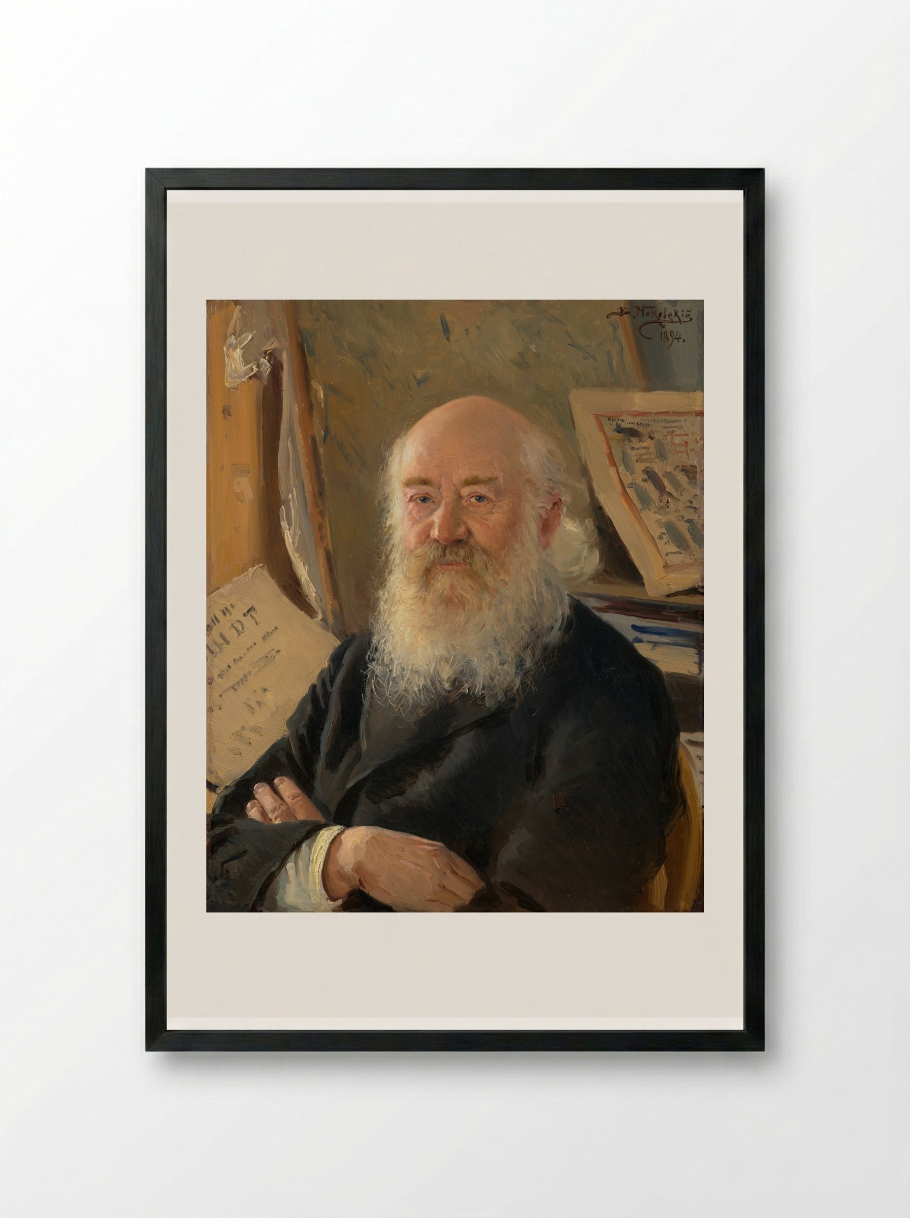 Portrait of Dmitry Rovinsky - Vladimir Makovsky - Framed Print Black