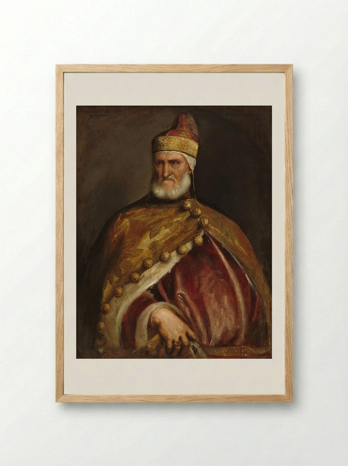 Portrait of Doge Andrea Gritti - Titian - Framed Print Wood
