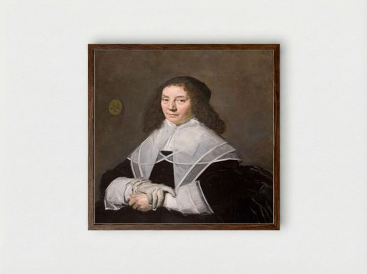 Portrait of Dorothea Berck - Frans Hals - Framed Print Dark Wood