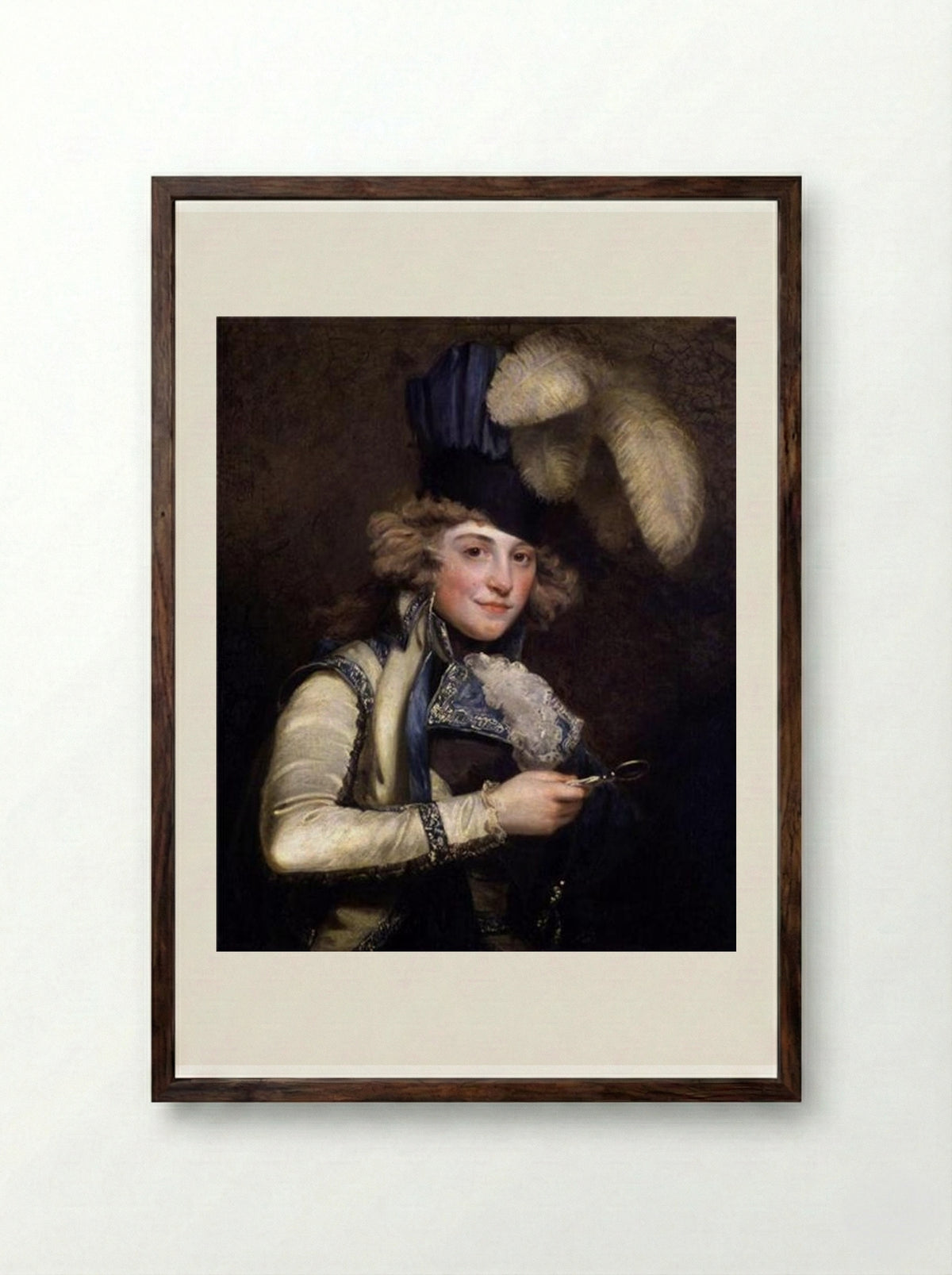 Portrait of Dorothy Jordan as Hypolita - John Hoppner - Framed Print Dark Wood