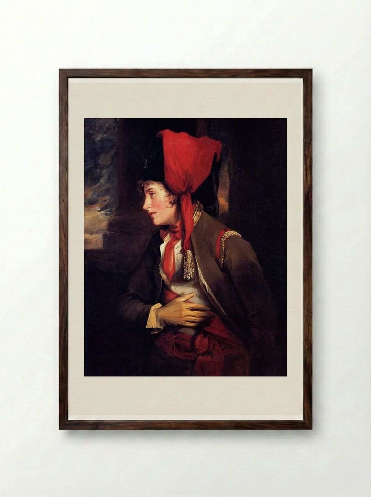 Portrait of Dorothy Jordan as Rosalind in ‘As You Like It’ - John Hoppner - Framed Print Dark Wood