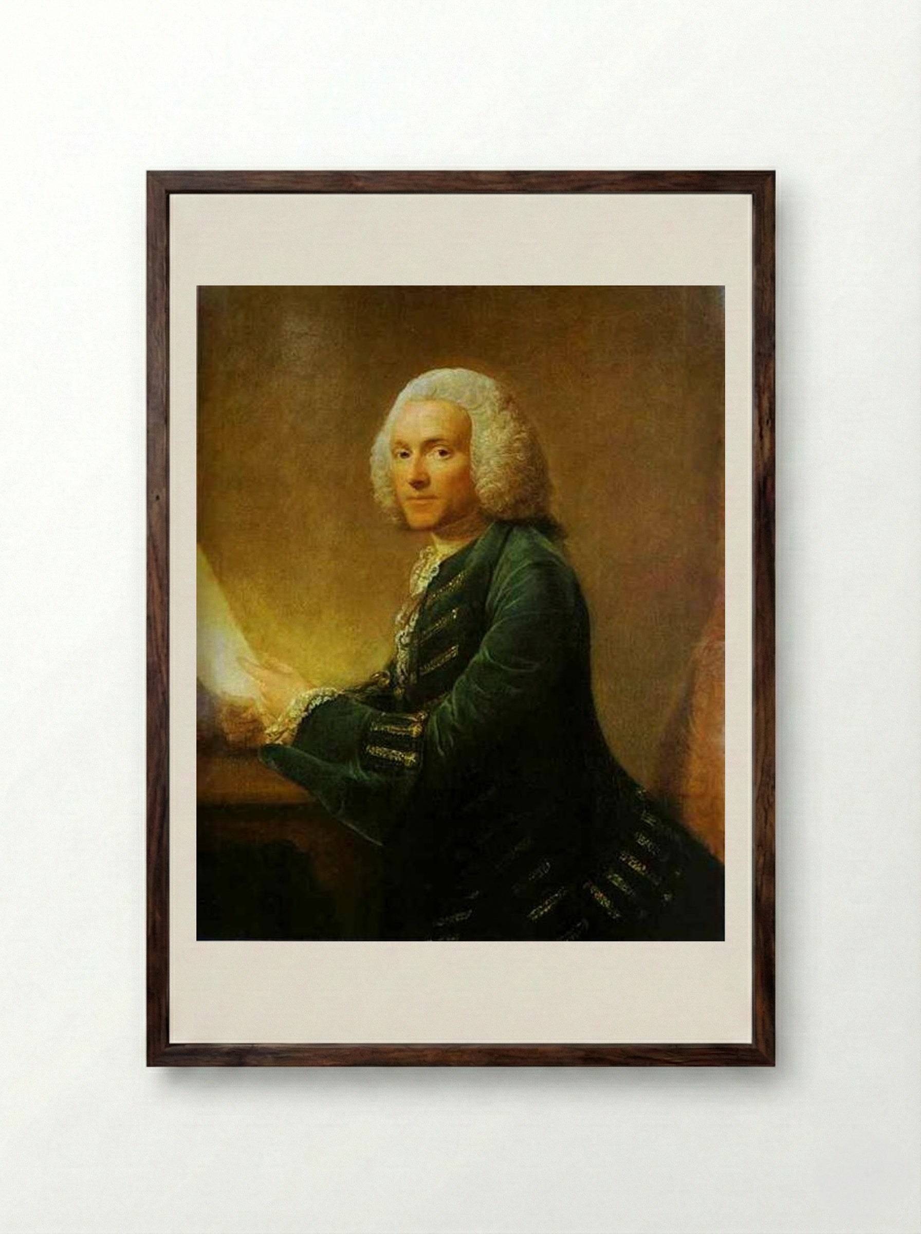 Portrait of Dr. William Hunter - Allan Ramsay - Framed Print Dark Wood