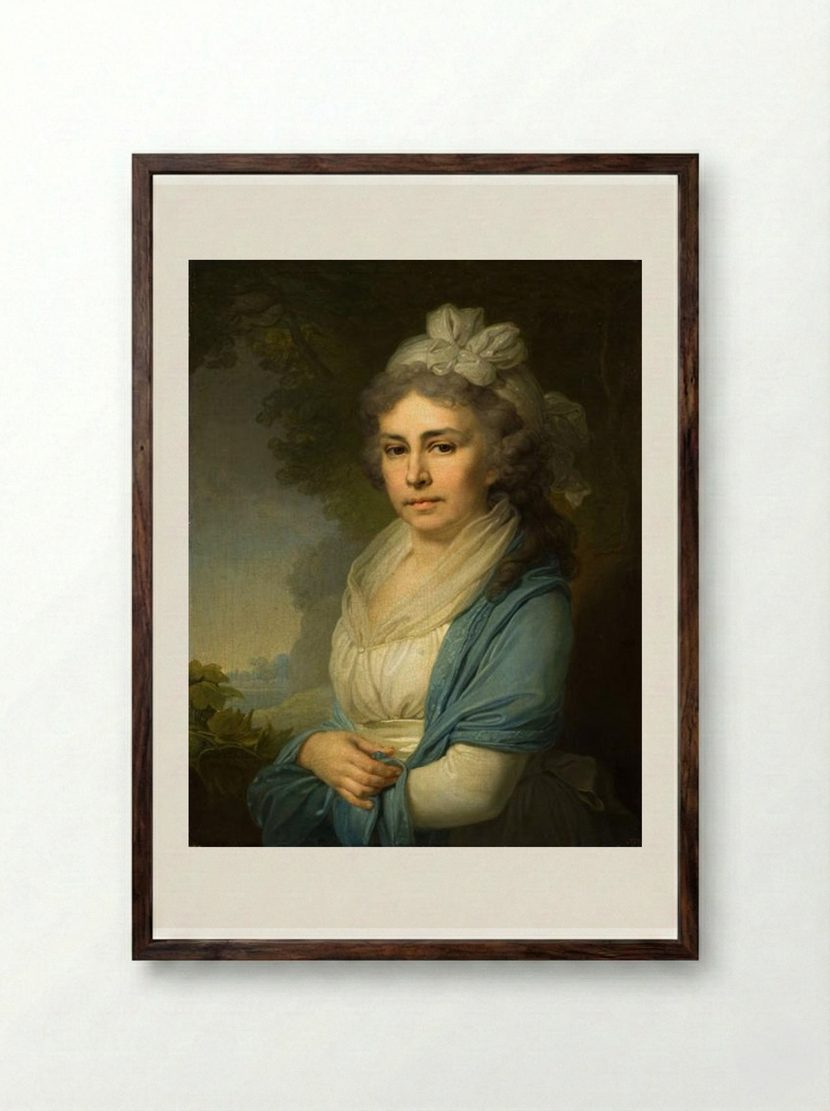 Portrait of E. I. Nekludova - Vladimir Borovikovsky - Framed Print Dark Wood