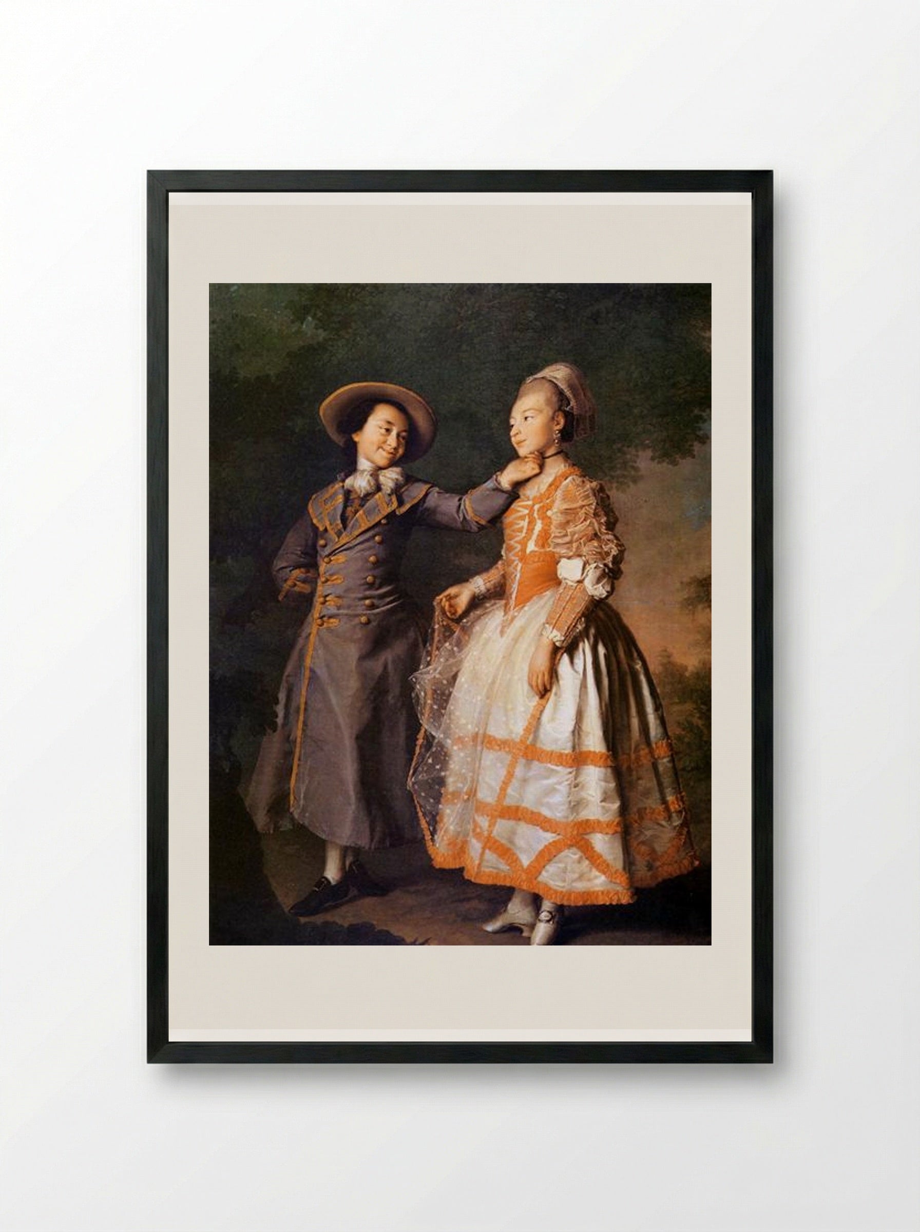 Portrait of E. N. Khruschova and Princess E. N. Khovanskaya - Dmitry Levitzky - Framed Print Black