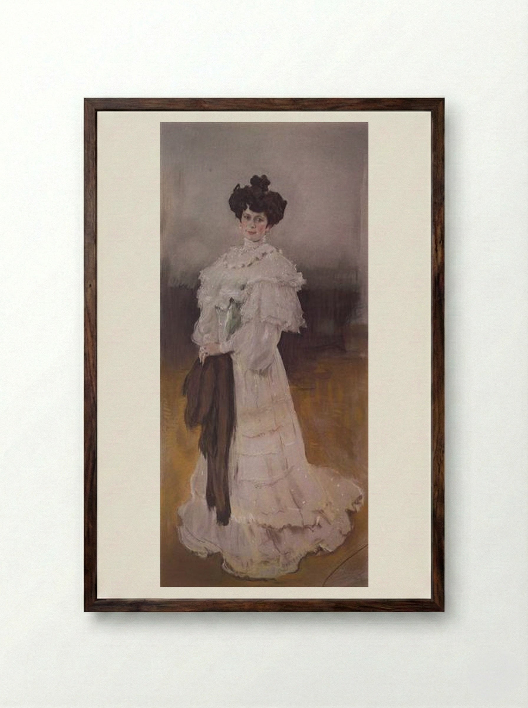Portrait of E.A. Krasilschikova - Valentin Serov - Framed Print Dark Wood