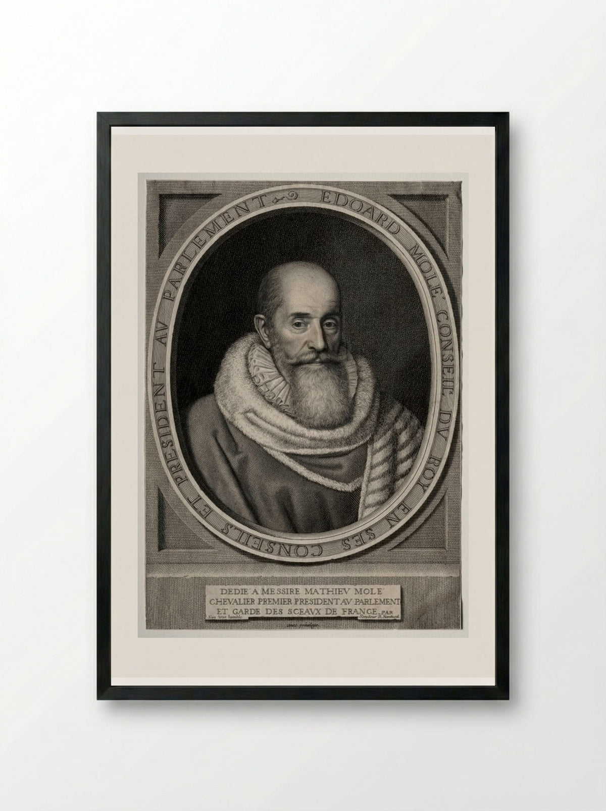 Portrait of Edouard Molé - Robert Nanteuil - Framed Print Black