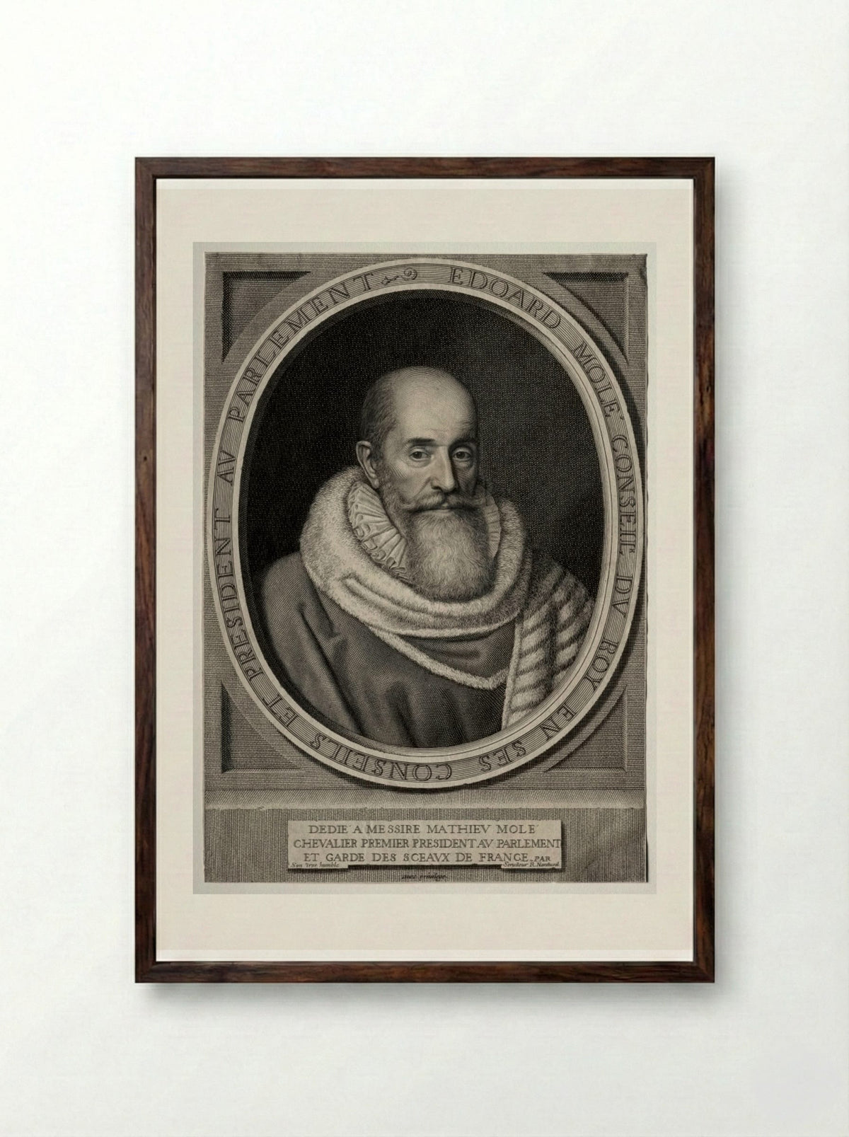 Portrait of Edouard Molé - Robert Nanteuil - Framed Print Dark Wood