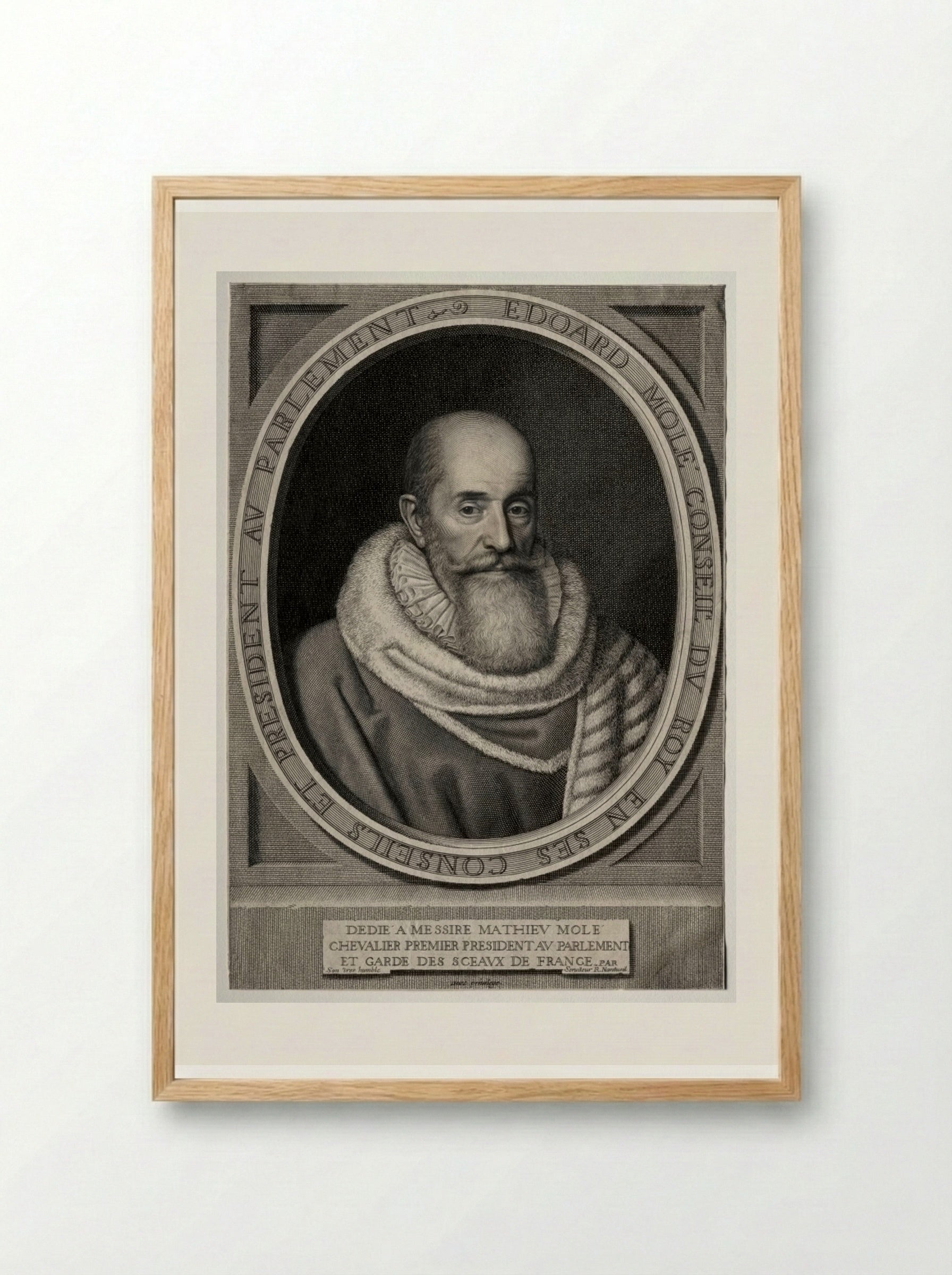 Portrait of Edouard Molé - Robert Nanteuil - Framed Print Wood