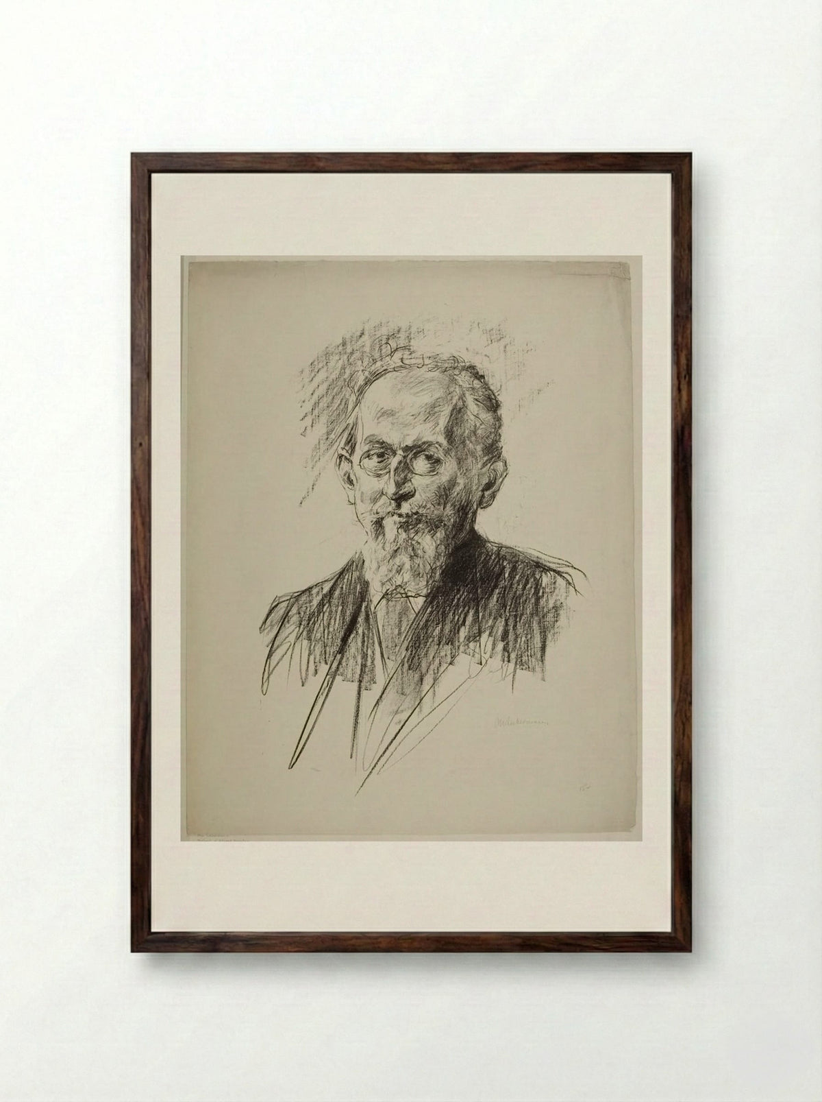 Portrait of Eduard Bernstein - Max Liebermann - Framed Print Dark Wood