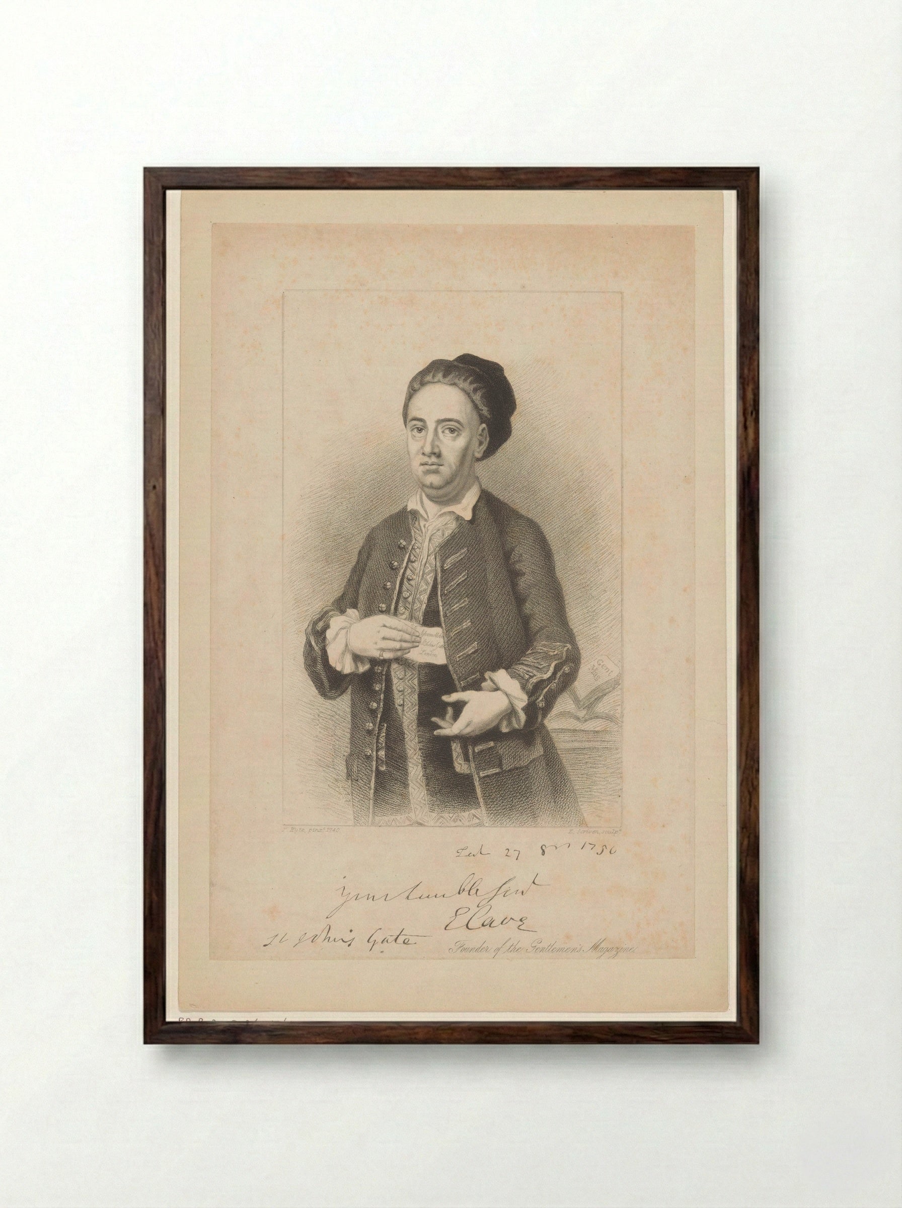 Portrait of Edward Cave - John Murray - Framed Print Dark Wood