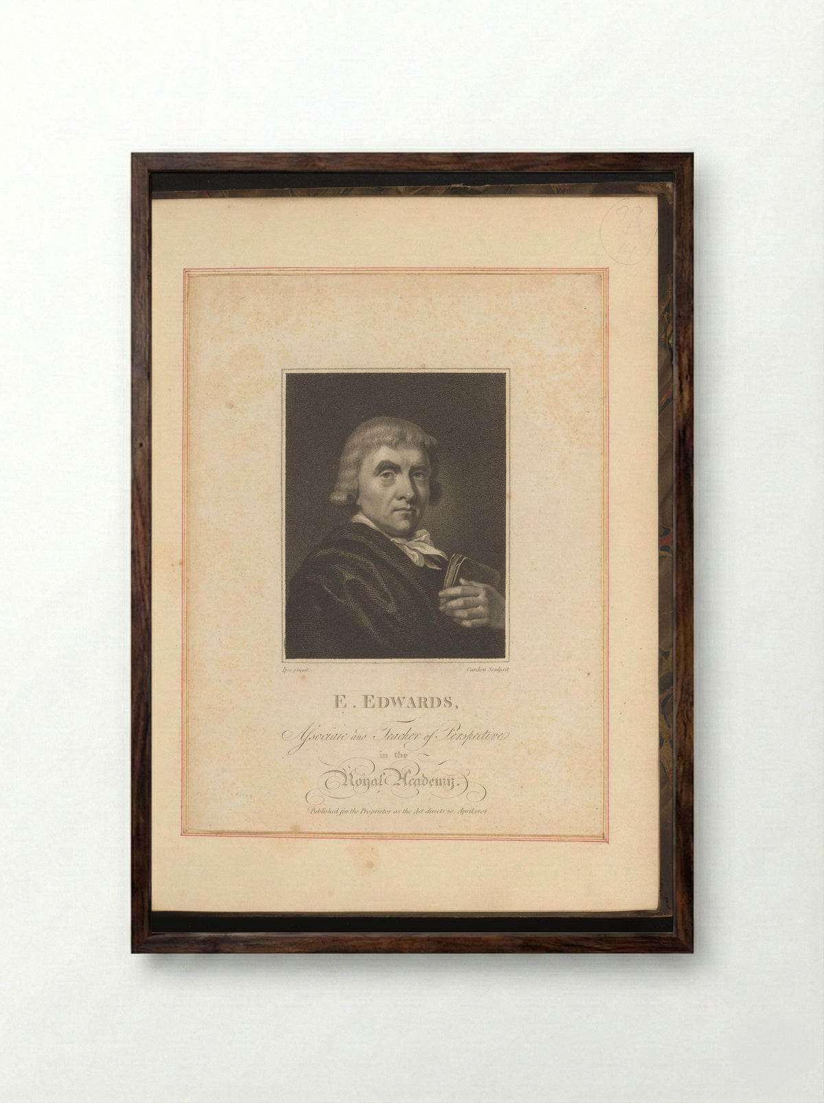 Portrait of Edward Edwards - Anthony Cardon - Framed Print Dark Wood