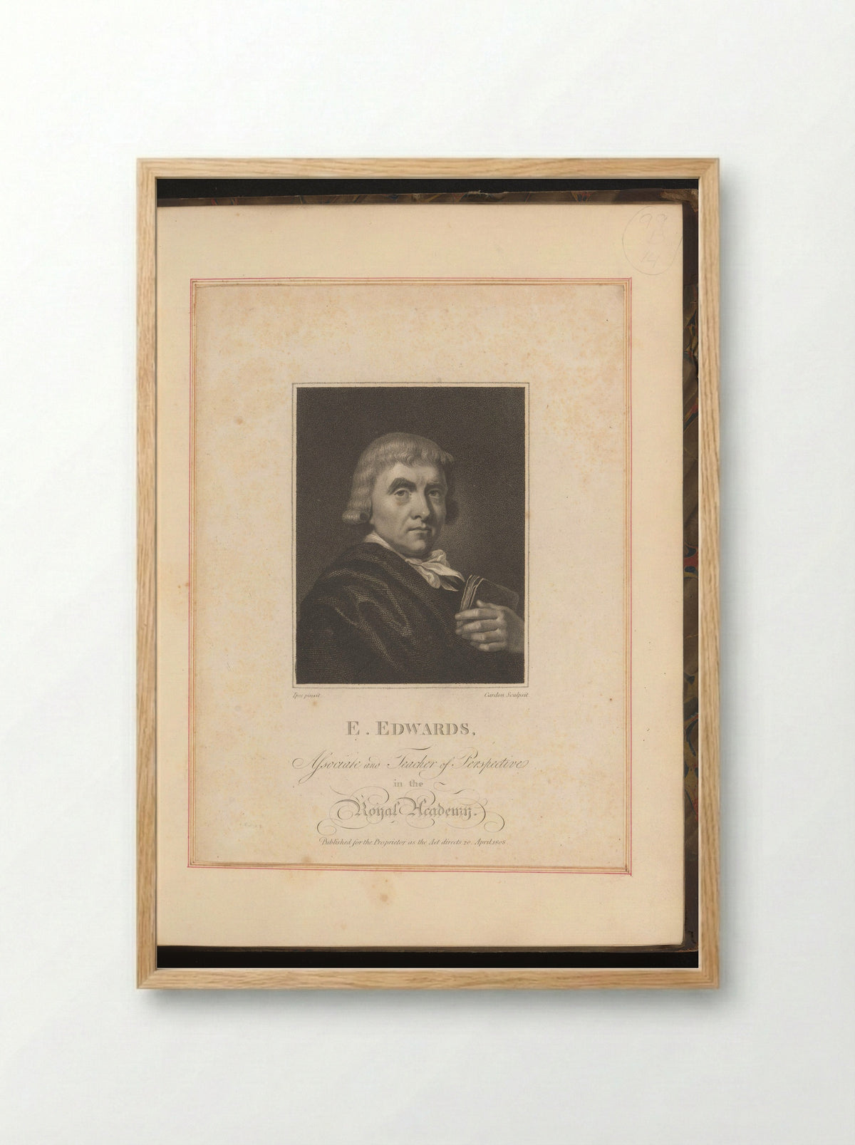 Portrait of Edward Edwards - Anthony Cardon - Framed Print Wood