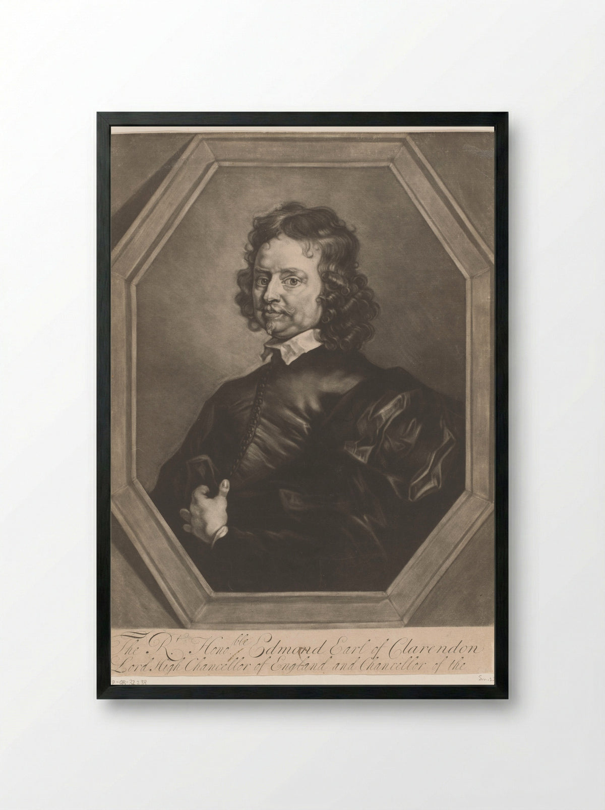 Portrait of Edward Hyde, 1st Earl of Clarendon - Thomas Johnson - Framed Print Black