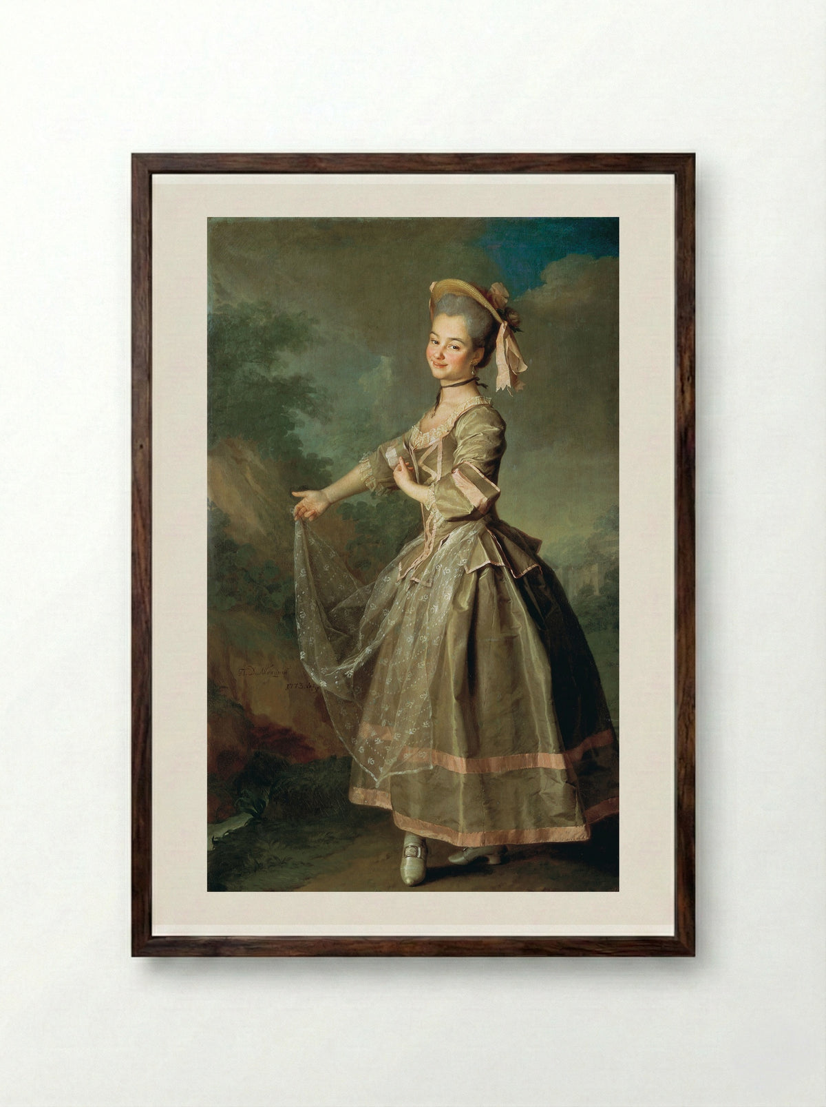 Portrait of Ekaterina Nelidova - Dmitry Levitzky - Framed Print Dark Wood