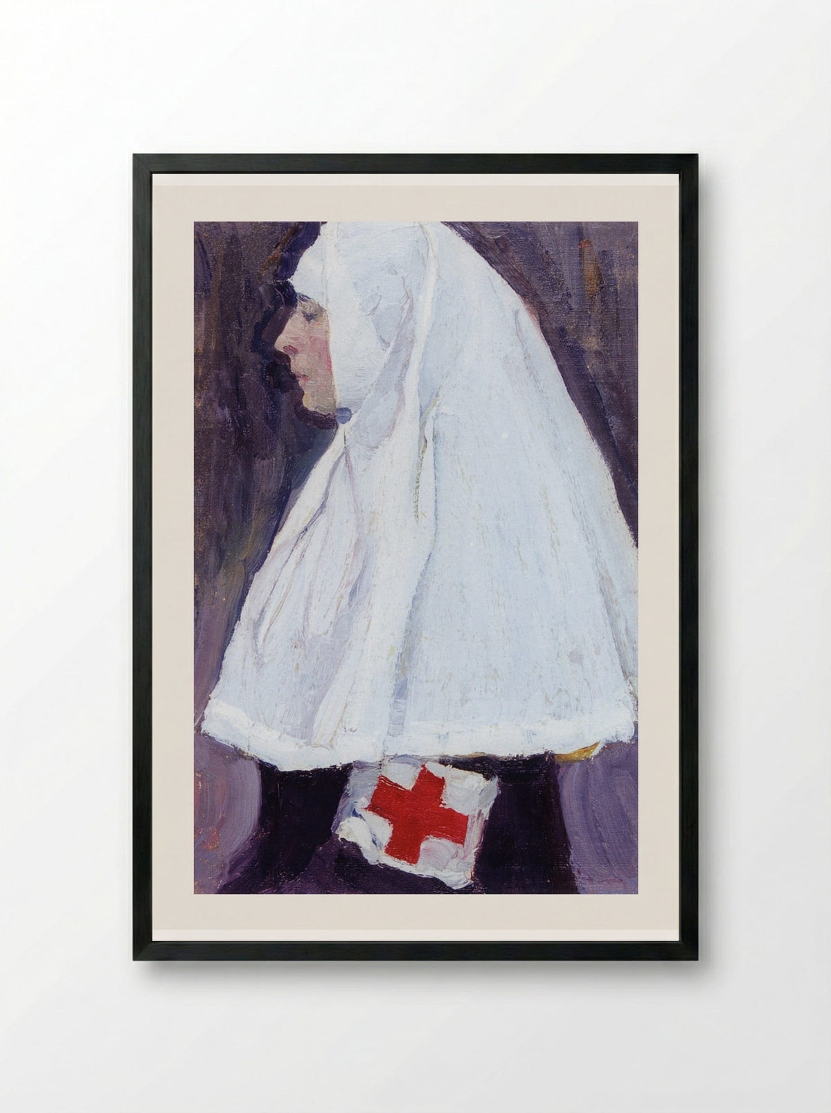 Portrait of Ekaterina Nesterova - Mikhail Nesterov - Framed Print Black