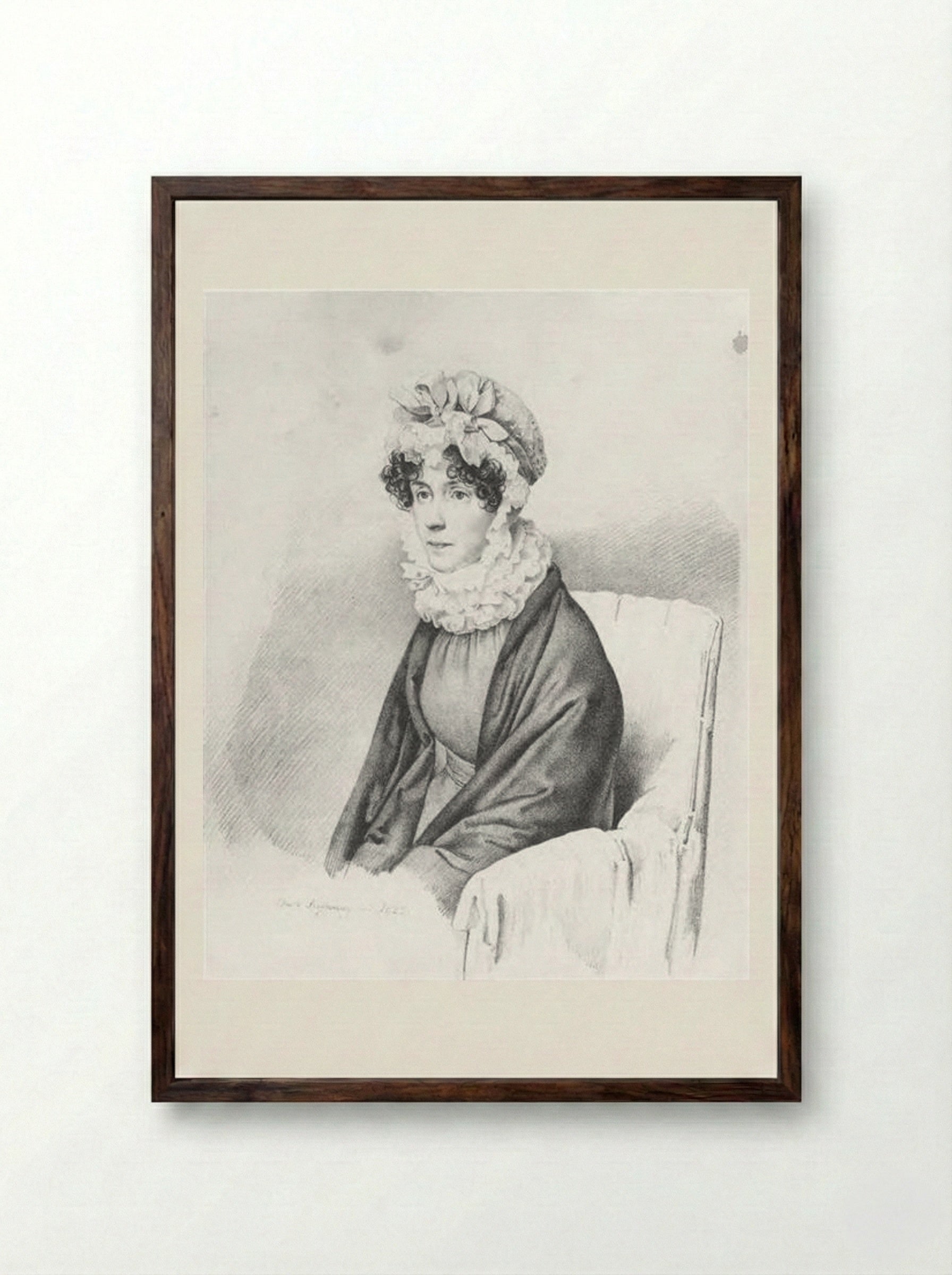 Portrait of Ekaterina Petrovna Rostopchina - Orest Kiprensky - Framed Print Dark Wood