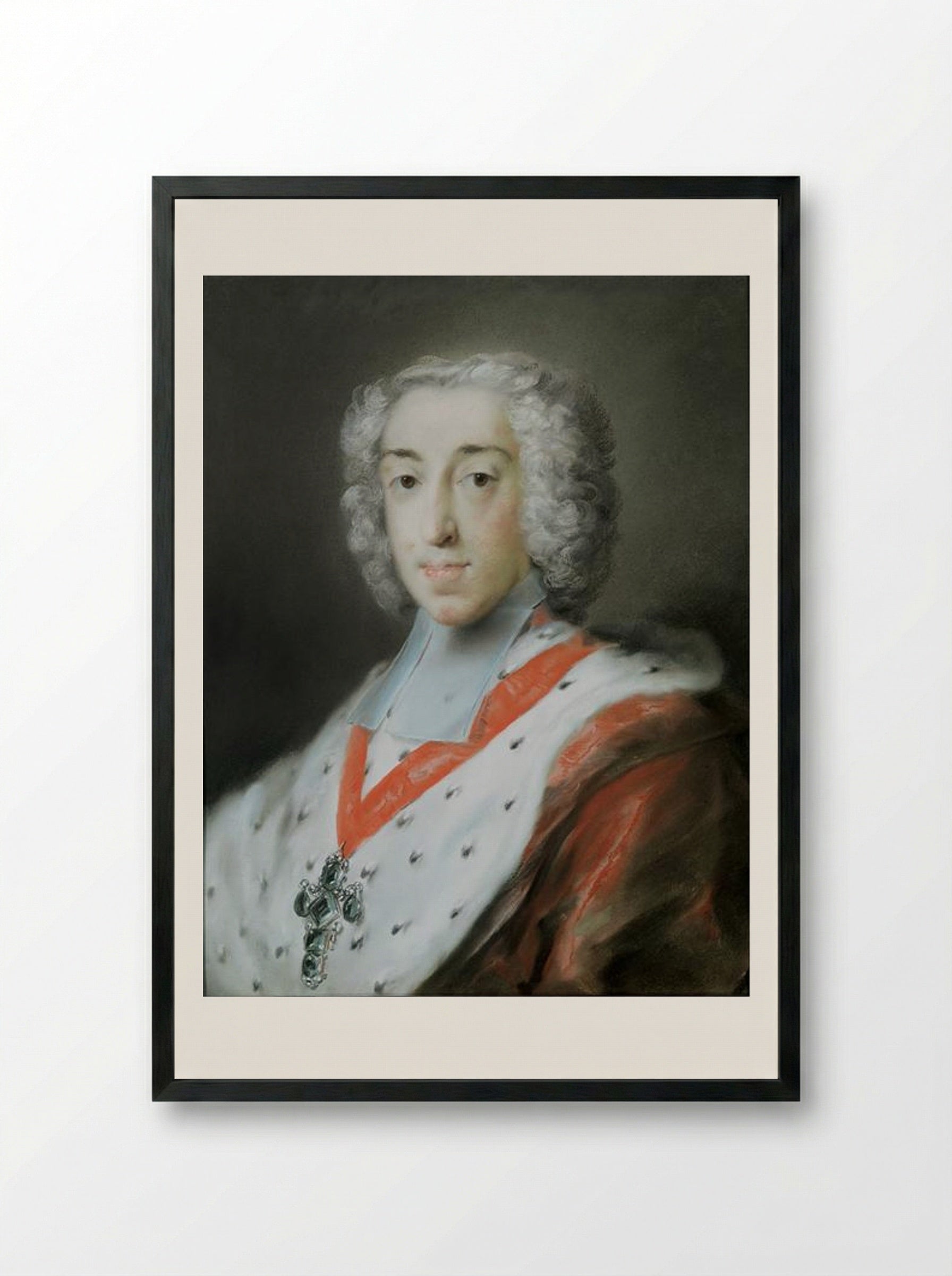 Portrait of Elector Clemens Augustus of Cologne - Rosalba Carriera - Framed Print Black