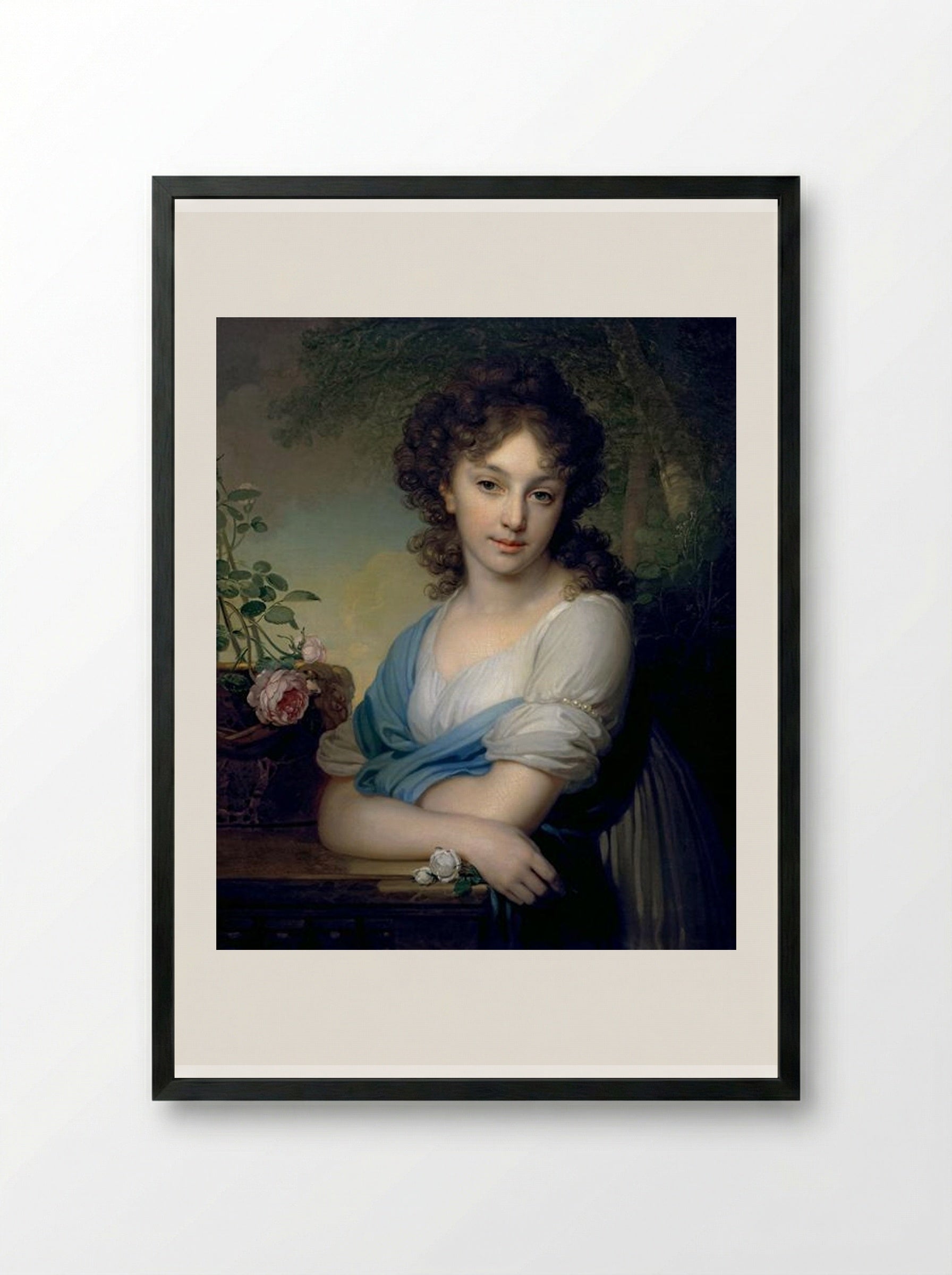 Portrait of Elena Alexandrovna Naryshkina - Vladimir Borovikovsky - Framed Print Black