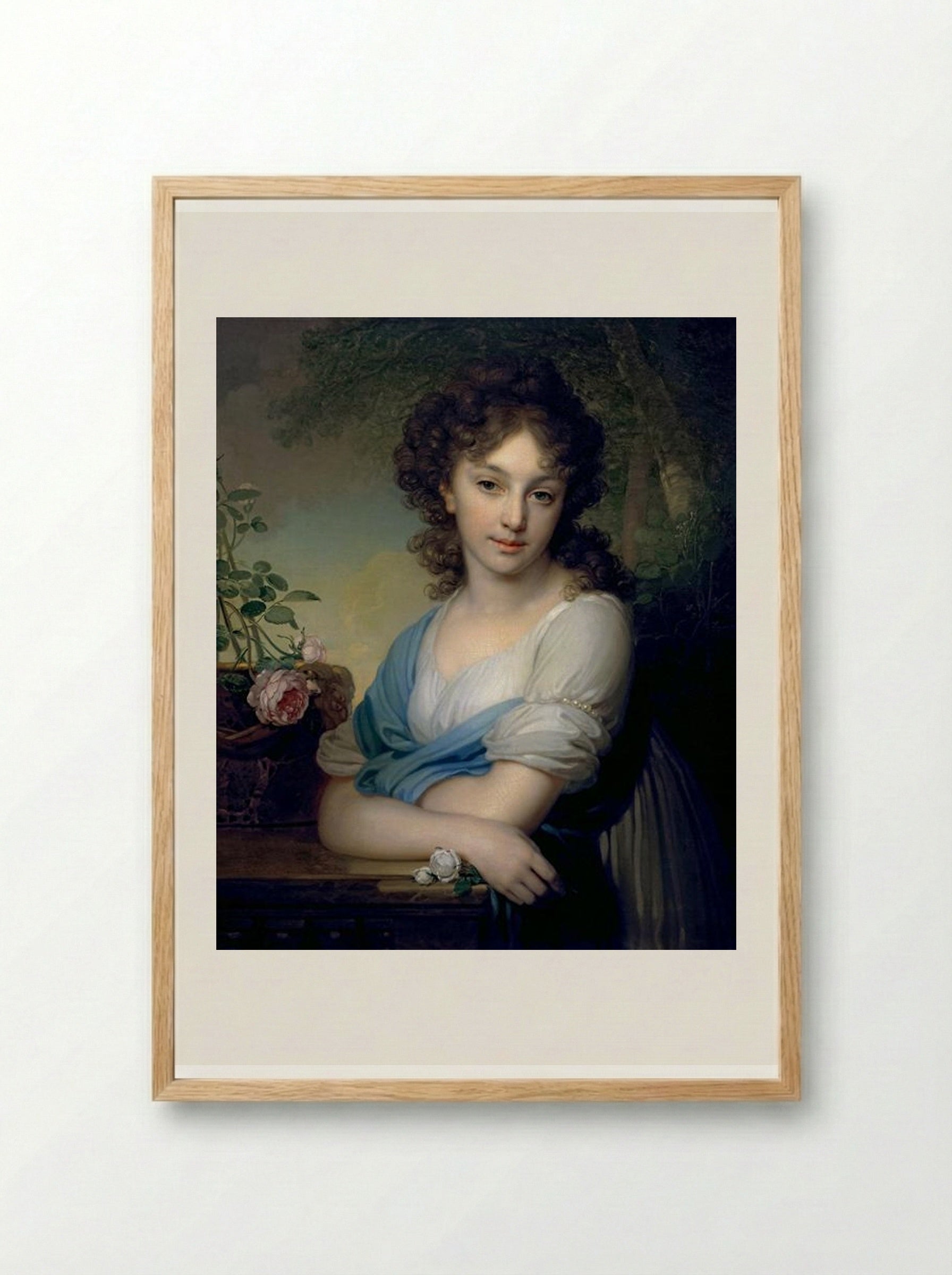 Portrait of Elena Alexandrovna Naryshkina - Vladimir Borovikovsky - Framed Print Wood