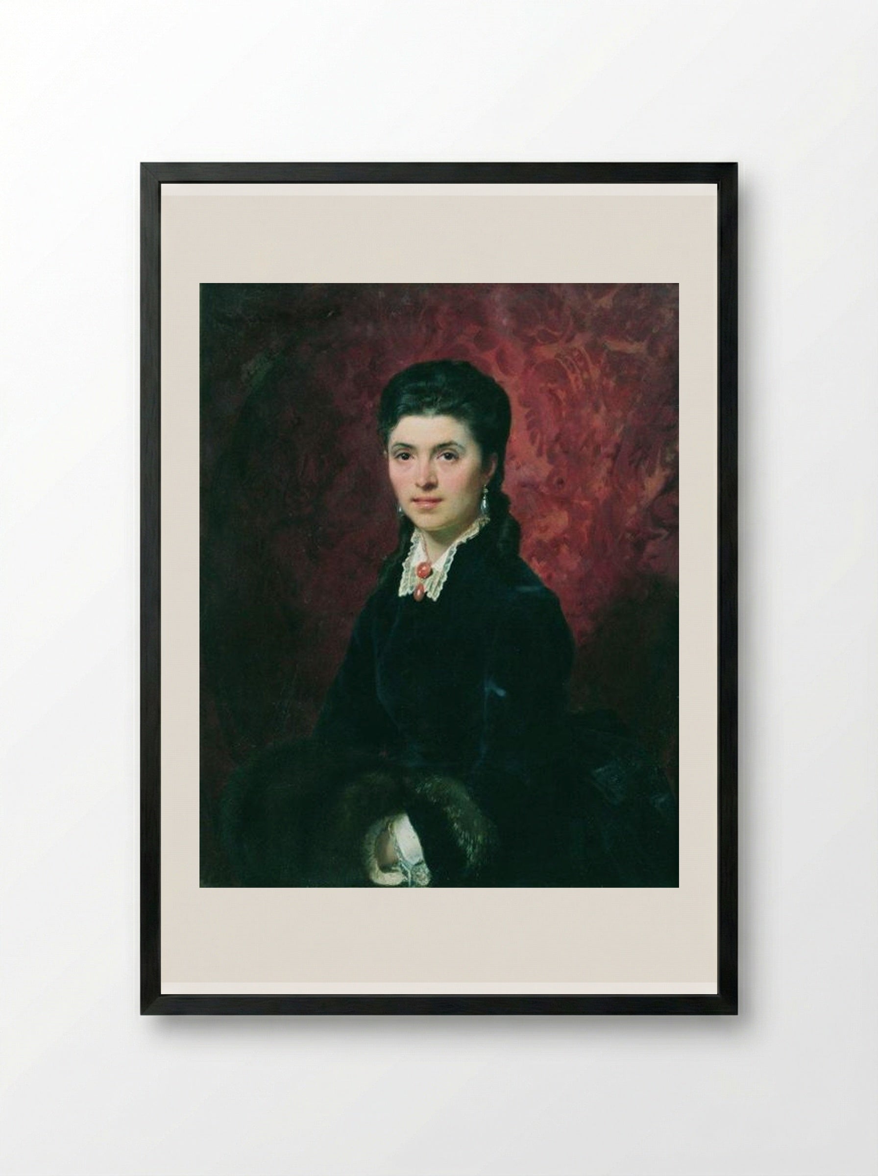 Portrait of Elena Grigoriyevna Tolstaya - Fyodor Bronnikov - Framed Print Black