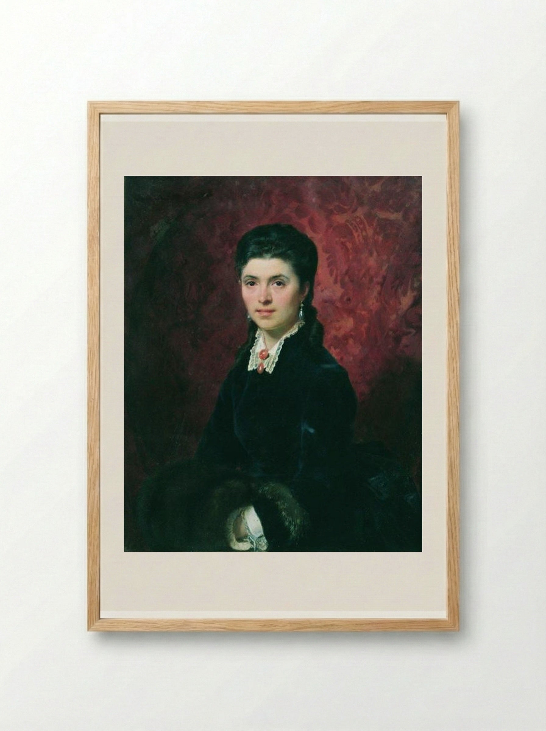 Portrait of Elena Grigoriyevna Tolstaya - Fyodor Bronnikov - Framed Print Wood