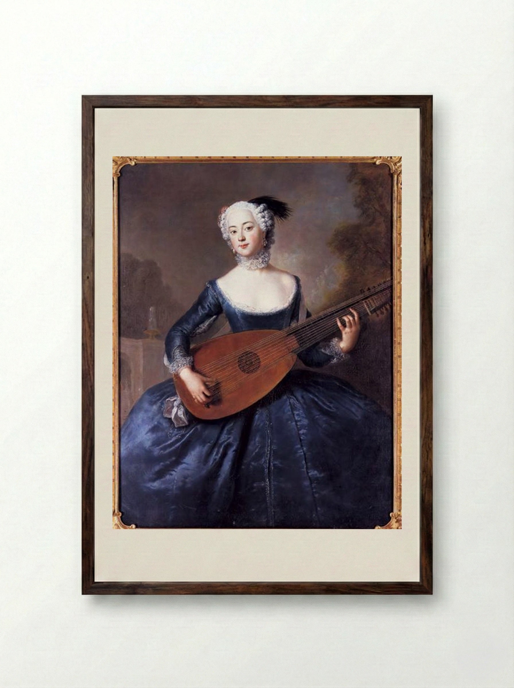 Portrait of Eleonore Louise Albertine - Antoine Pesne - Framed Print Dark Wood