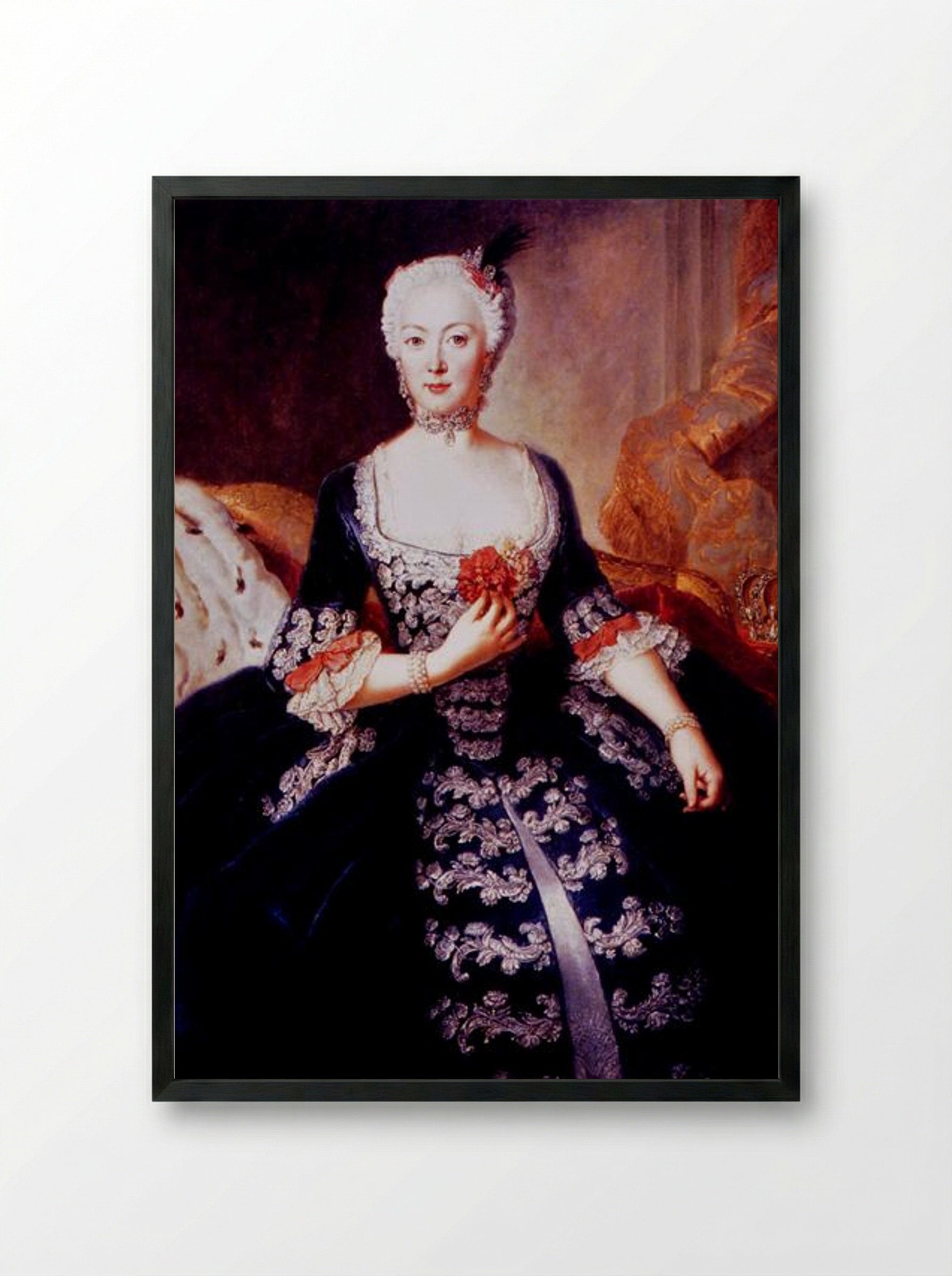 Portrait of Elisabeth Christine of Brunswick-Wolfenbüttel - Antoine Pesne - Framed Print Black