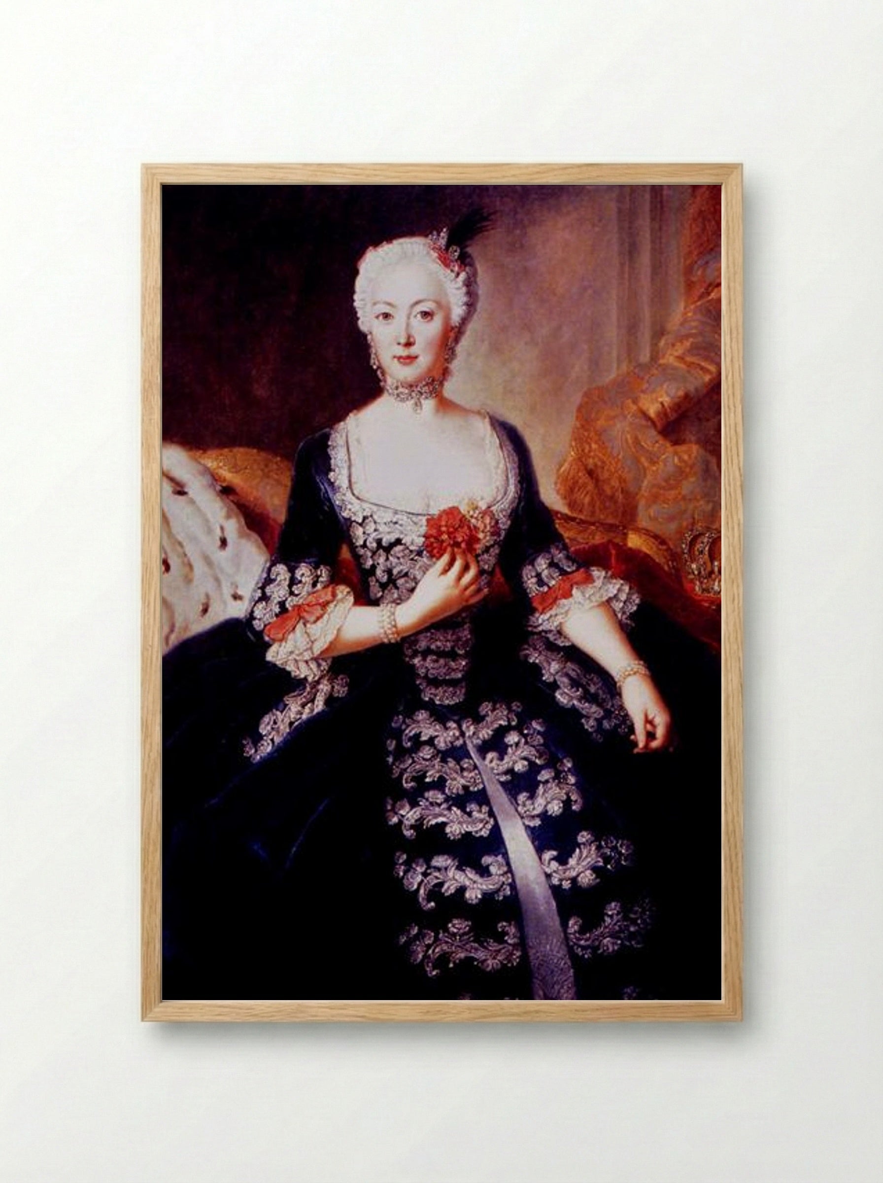 Portrait of Elisabeth Christine of Brunswick-Wolfenbüttel - Antoine Pesne - Framed Print Wood