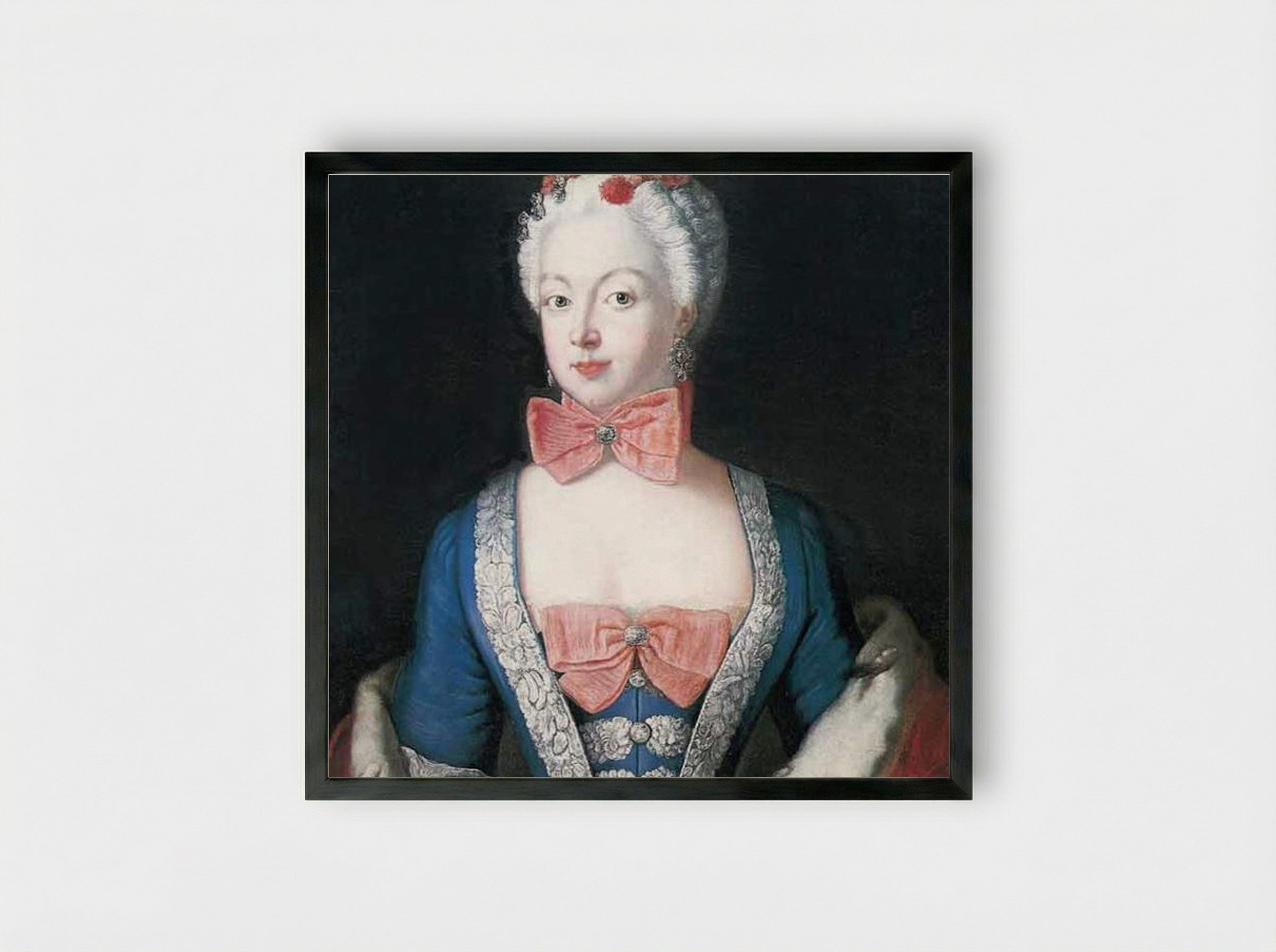 Portrait of Elisabeth Christine von Braunschweig-Bevern - Antoine Pesne - Framed Print Black