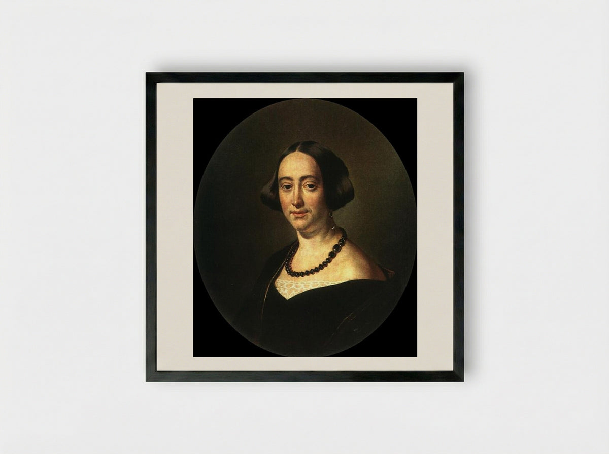 Portrait of Elizaveta Vladimirovna Mazurina - Vasily Tropinin - Framed Print Black