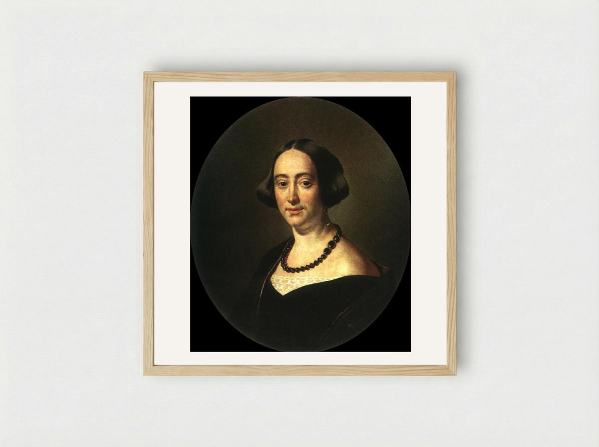 Portrait of Elizaveta Vladimirovna Mazurina - Vasily Tropinin - Framed Print Wood