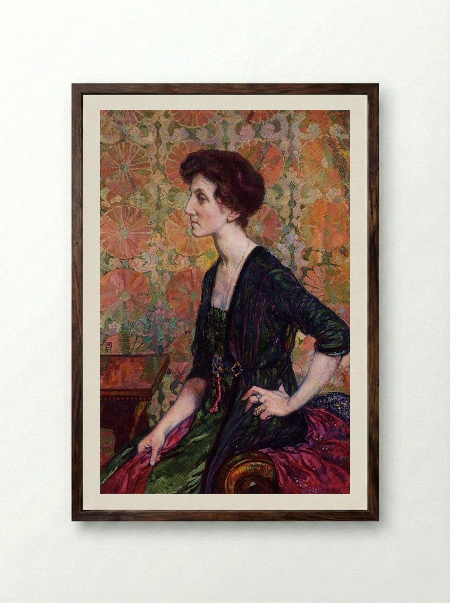 Portrait of Else Lampe Von Quita - Theo van Rysselberghe - Framed Print Dark Wood