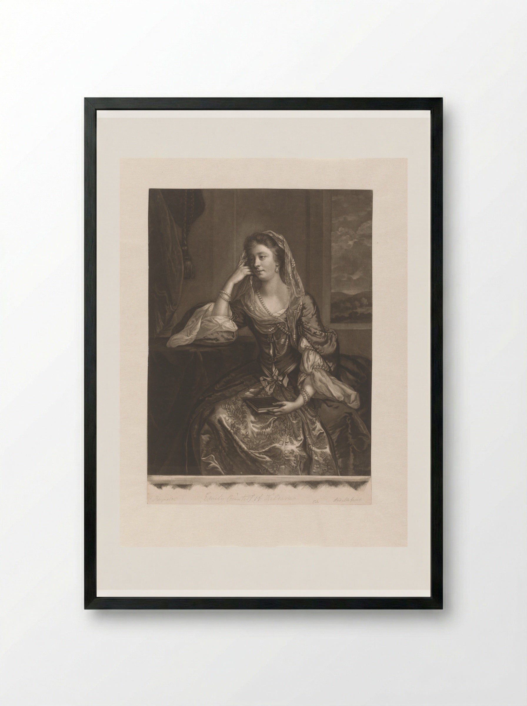 Portrait of Emily FitzGerald, Countess of Kildare - James McArdell - Framed Print Black