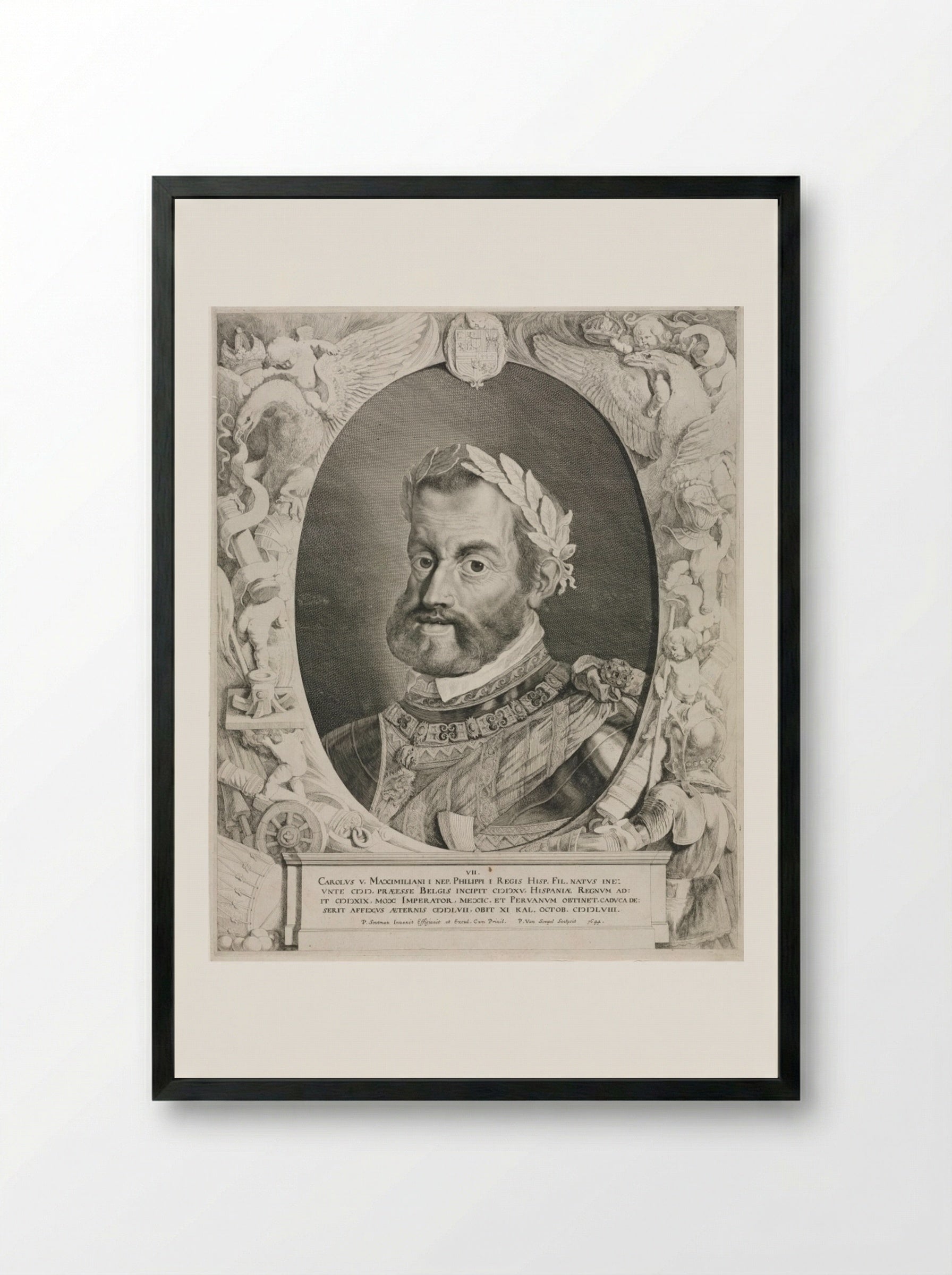 Portrait of Emperor Charles V - Pieter van Sompel - Framed Print Black