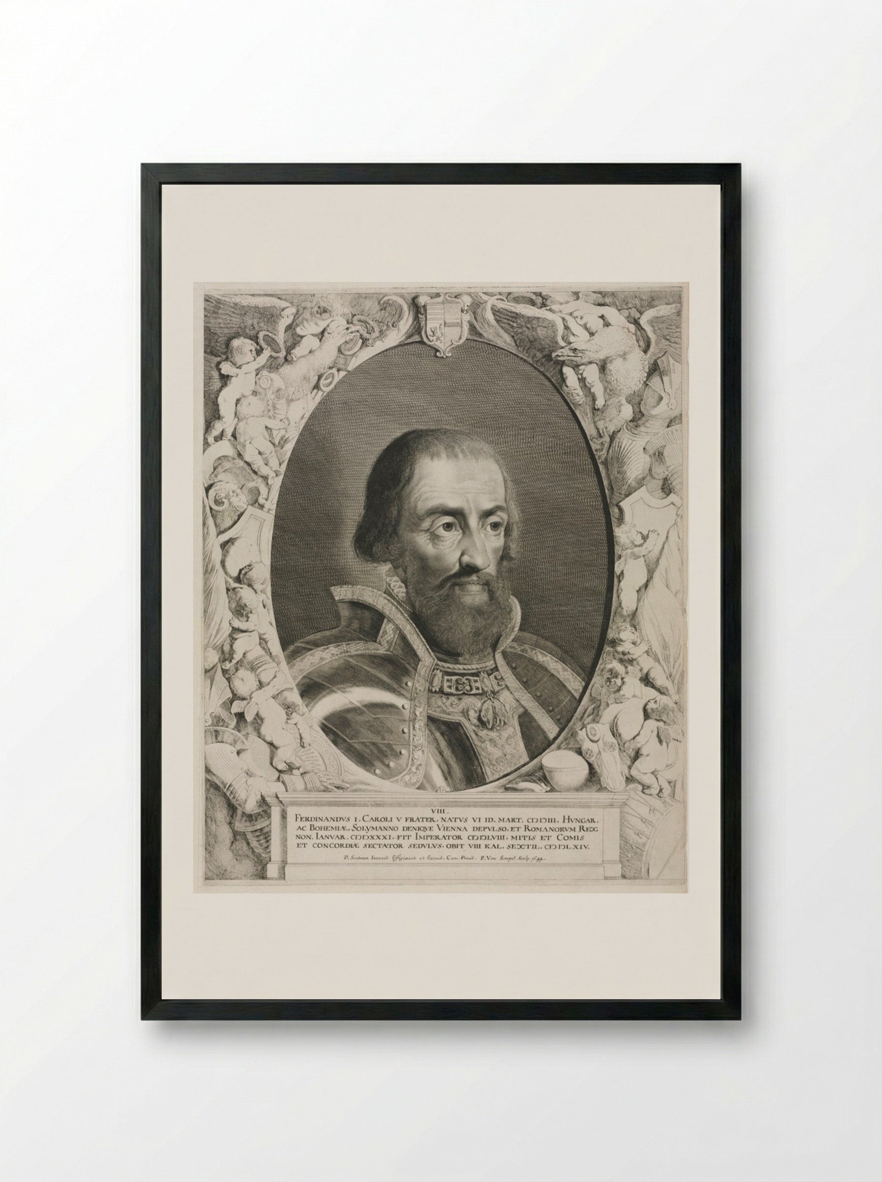 Portrait of Emperor Ferdinand I - Pieter van Sompel - Framed Print Black