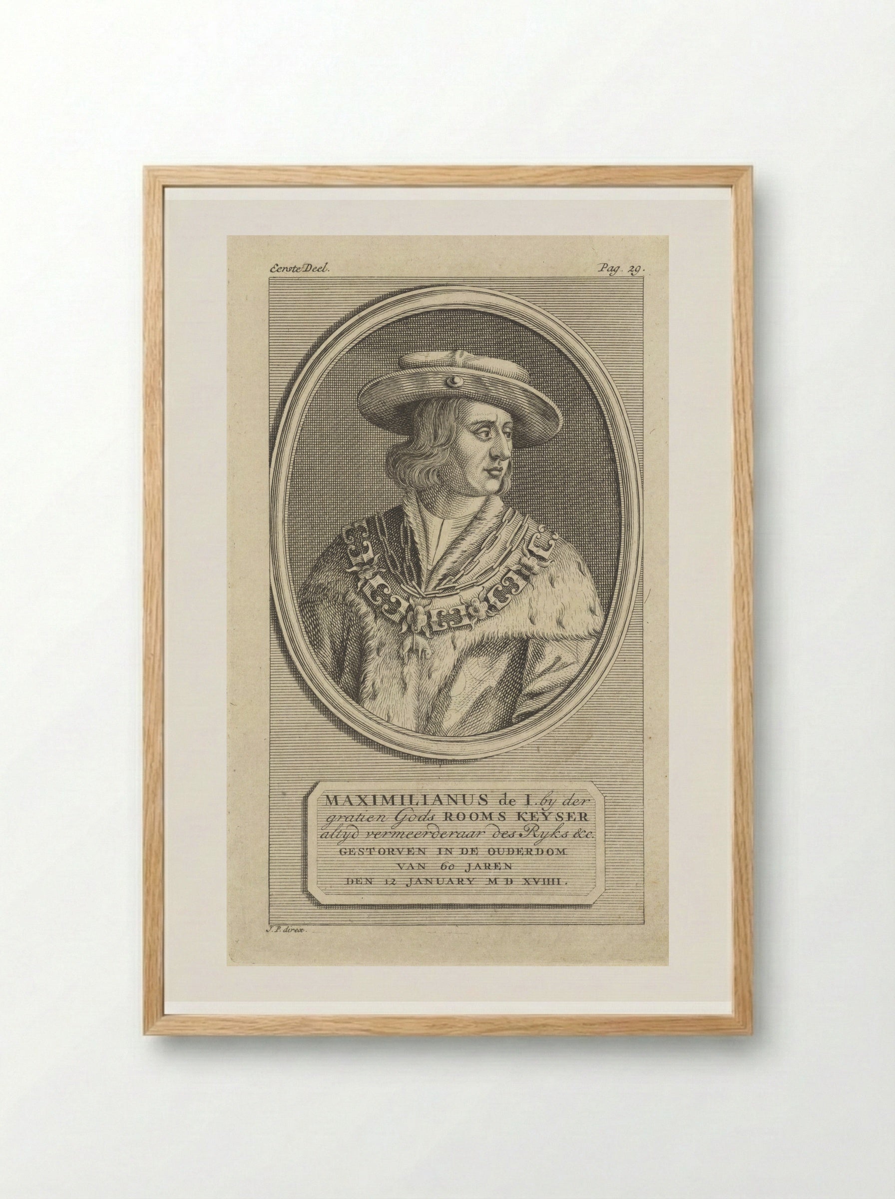 Portrait of Emperor Maximilian I - Jan Punt - Framed Print Wood