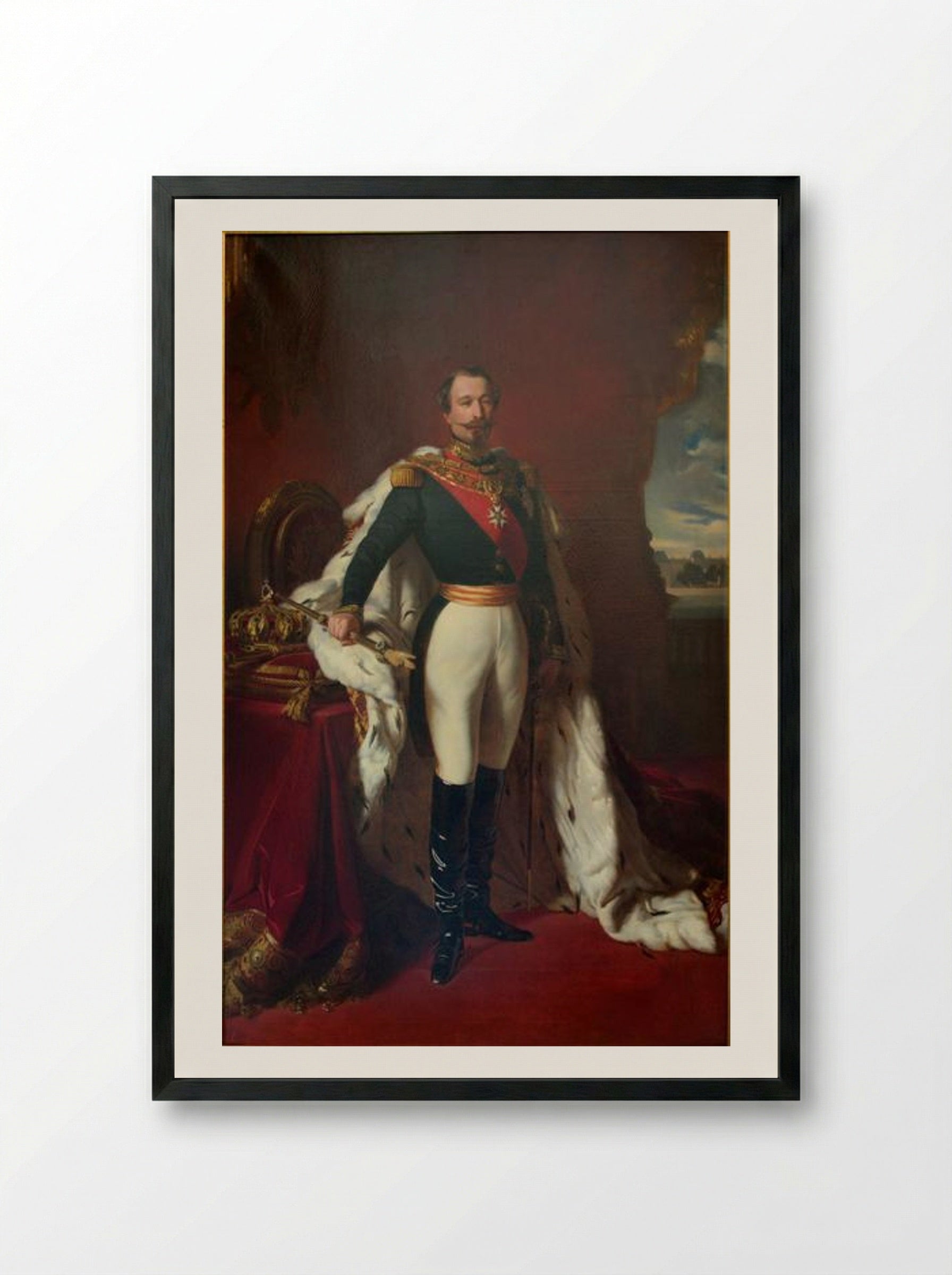 Portrait of Emperor Napoleon III - Franz Xaver Winterhalter - Framed Print Black