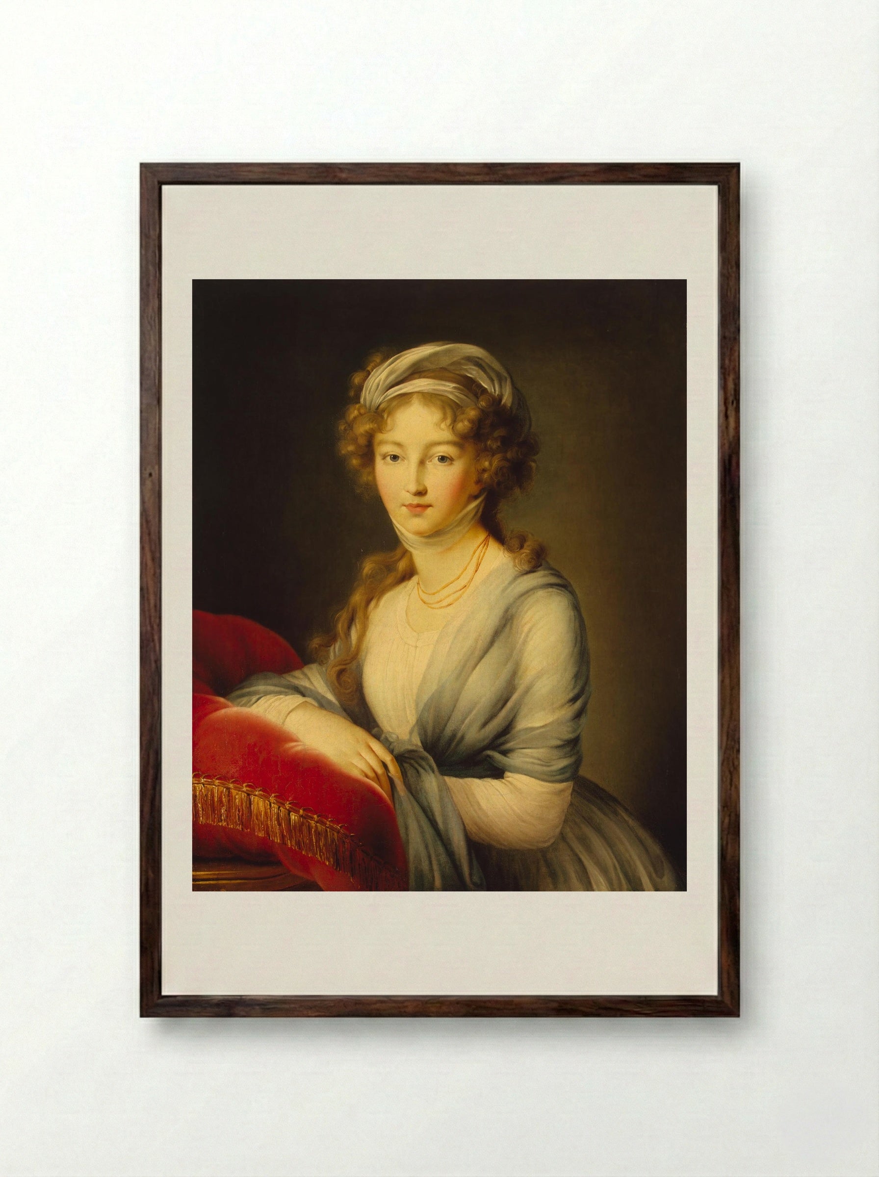Portrait of Empress Elisabeth Alexeievna of Russia - Louise Elisabeth Vigée Le Brun - Framed Print Dark Wood