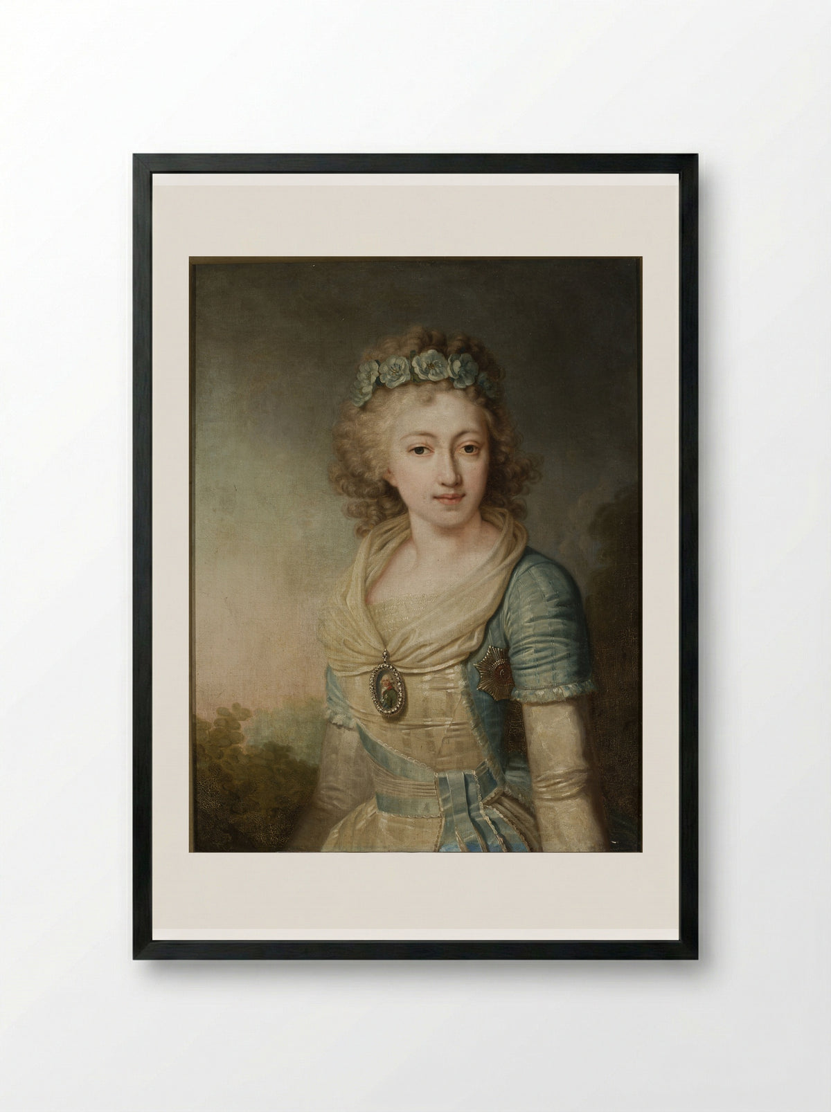 Portrait of Empress Maria Feodorovna - Vladimir Borovikovsky - Framed Print Black