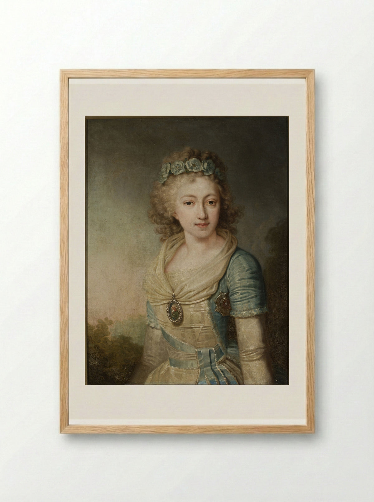 Portrait of Empress Maria Feodorovna - Vladimir Borovikovsky - Framed Print Wood
