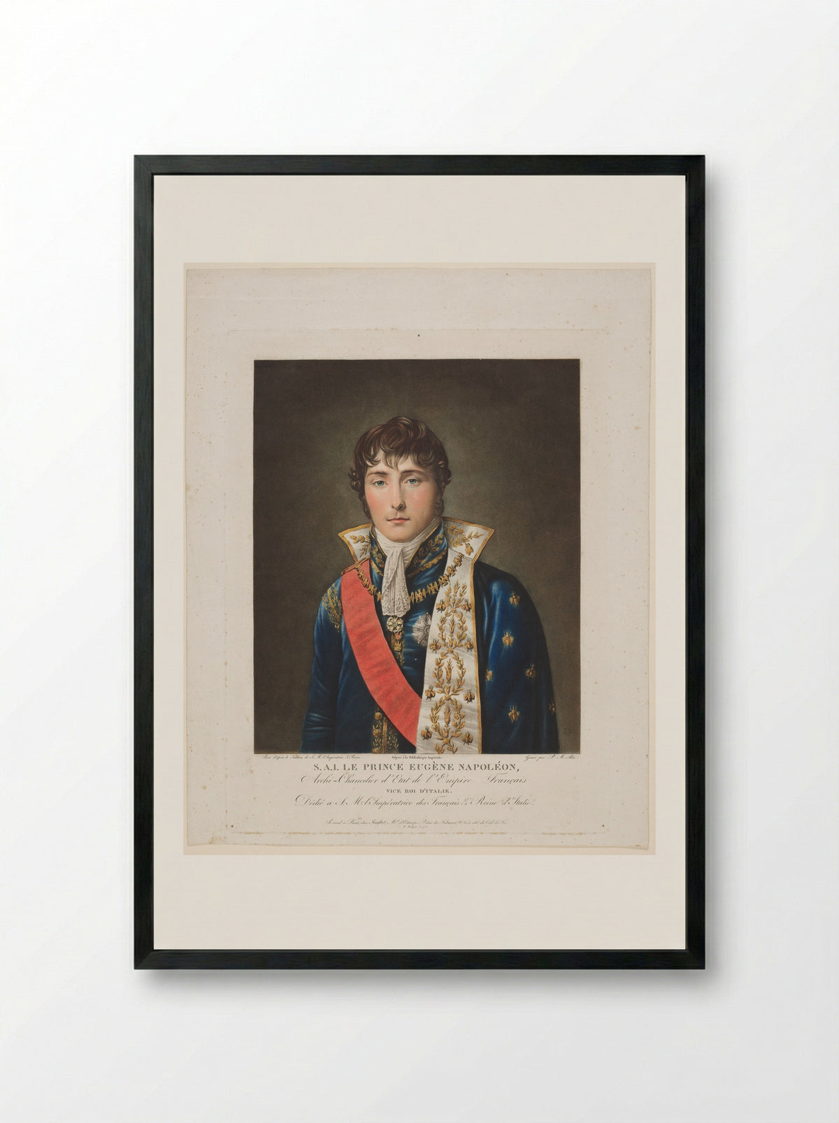 Portrait of Eugène de Beauharnais - Pierre Michel Alix - Framed Print Black