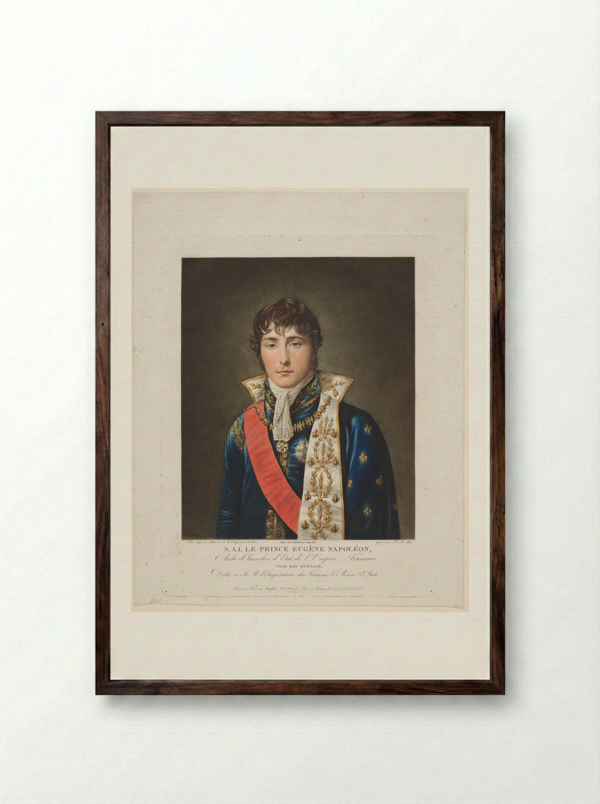 Portrait of Eugène de Beauharnais - Pierre Michel Alix - Framed Print Dark Wood