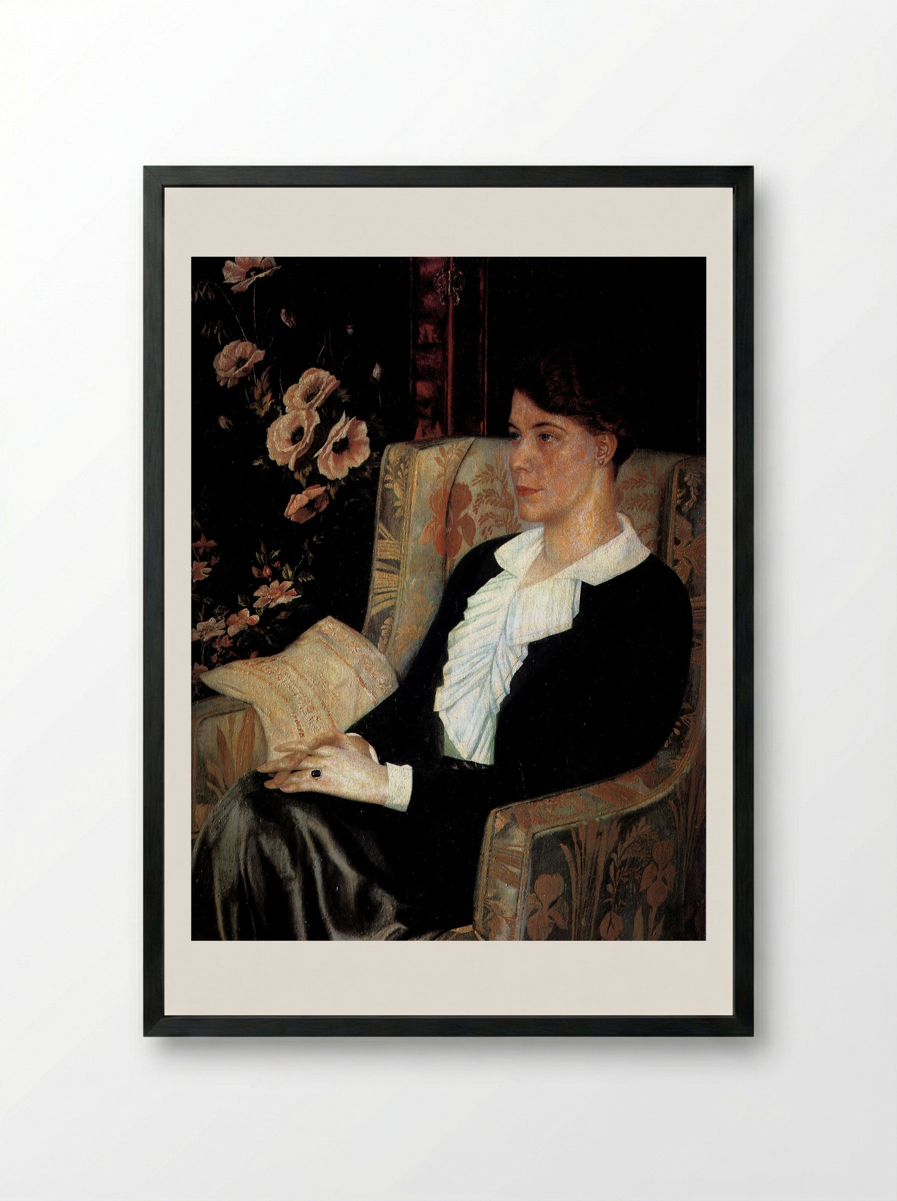 Portrait of Evdokiya Nikolaevna Glebova, the Artist's Sister - Pavel Filonov - Framed Print Black