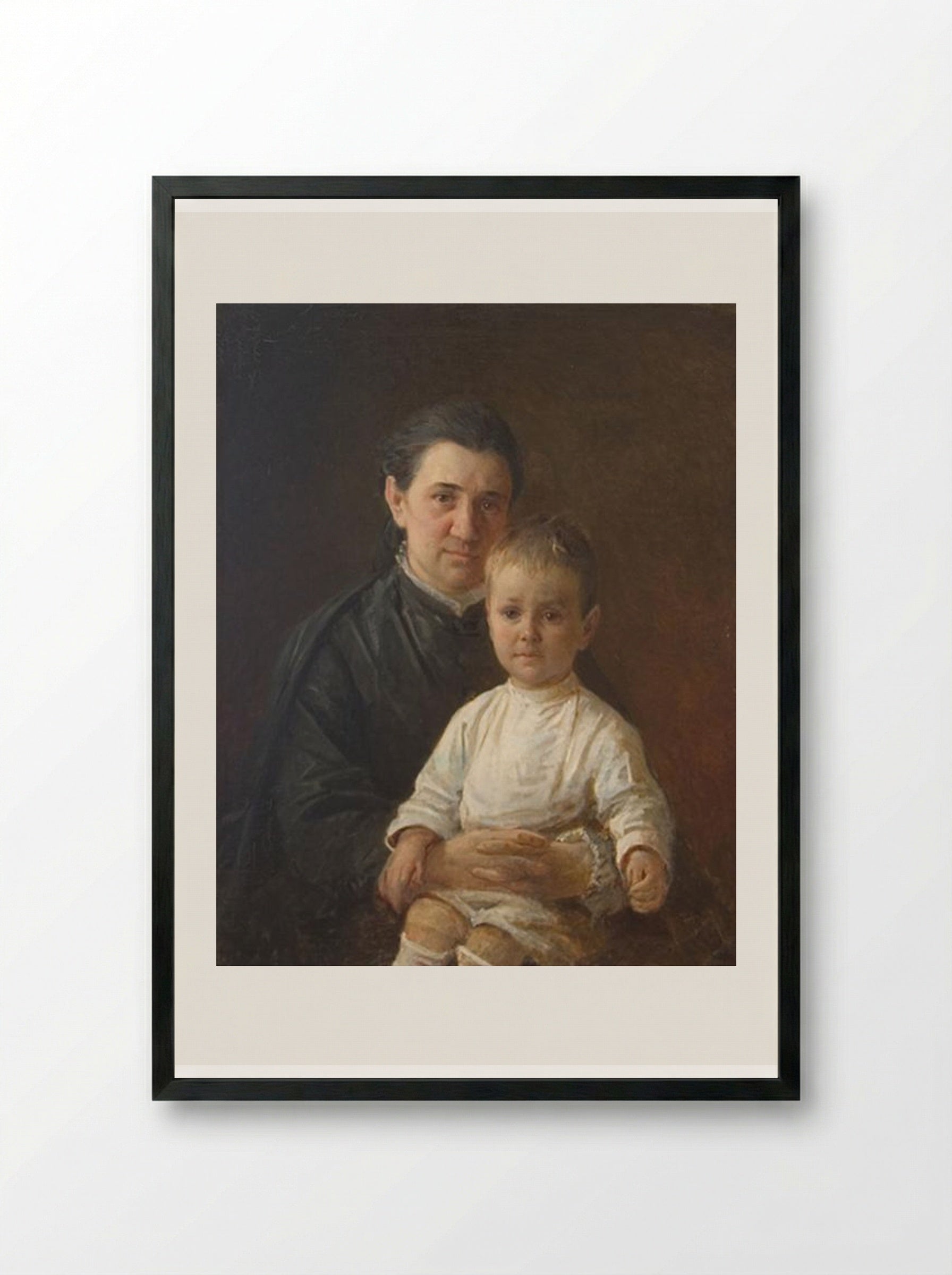 Portrait of Evdokiya Nikolaevna Kostycheva - Nikolai Ge - Framed Print Black